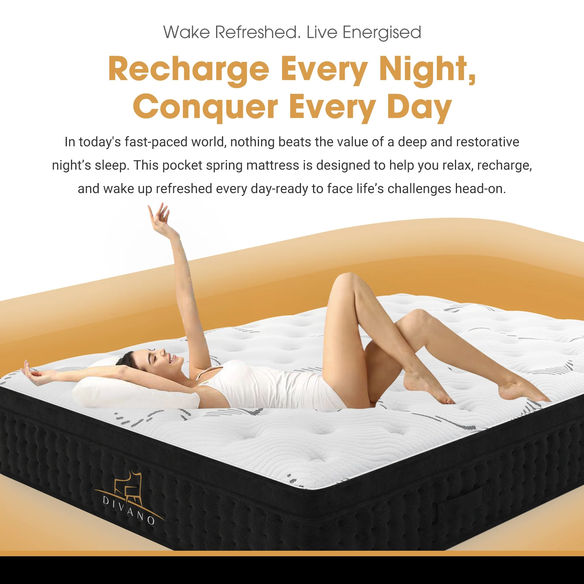 Divano Bedding 32cm Mattress Euro Top Pocket Spring - Image 11