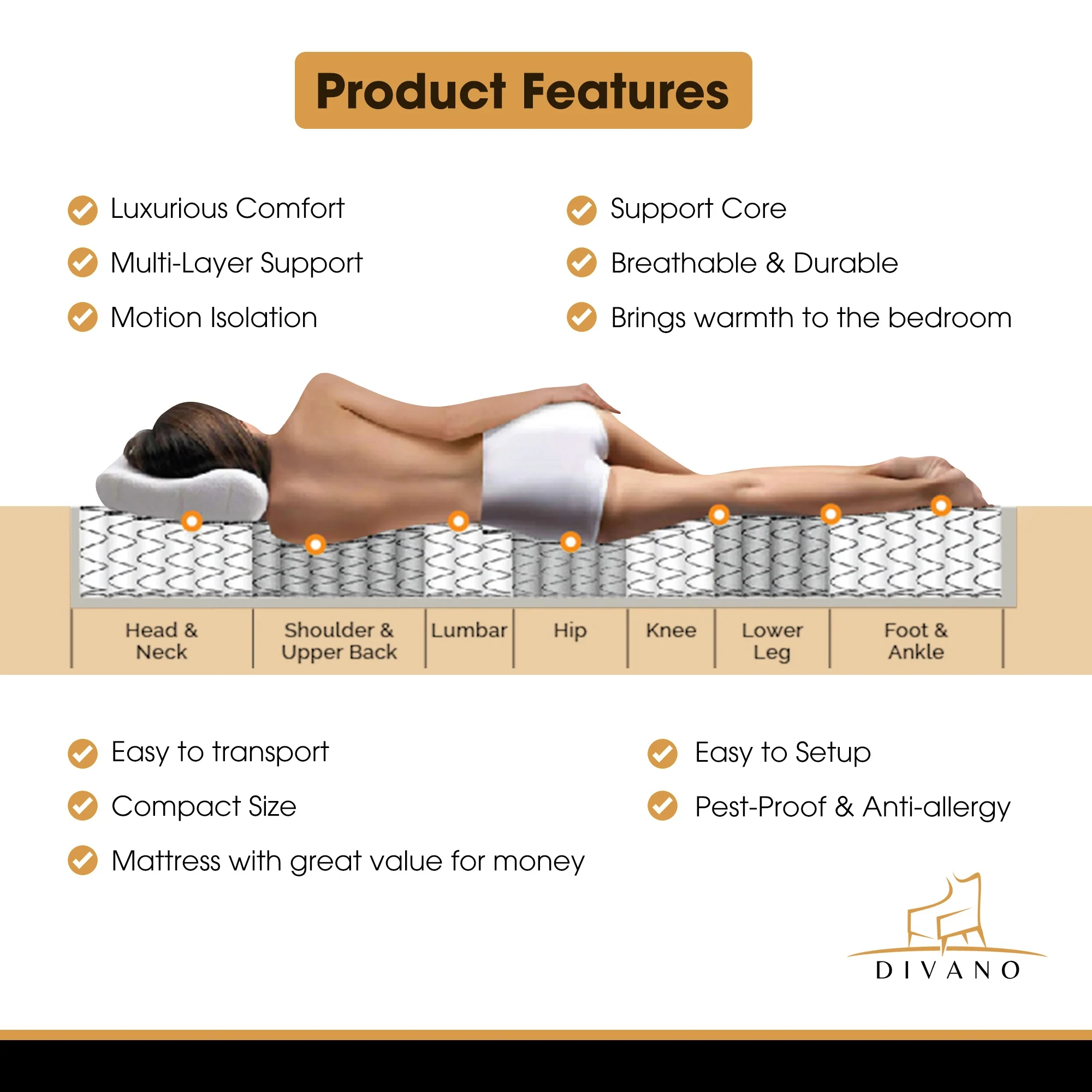 Divano Bedding 32cm Mattress Euro Top Pocket Spring - Image 12