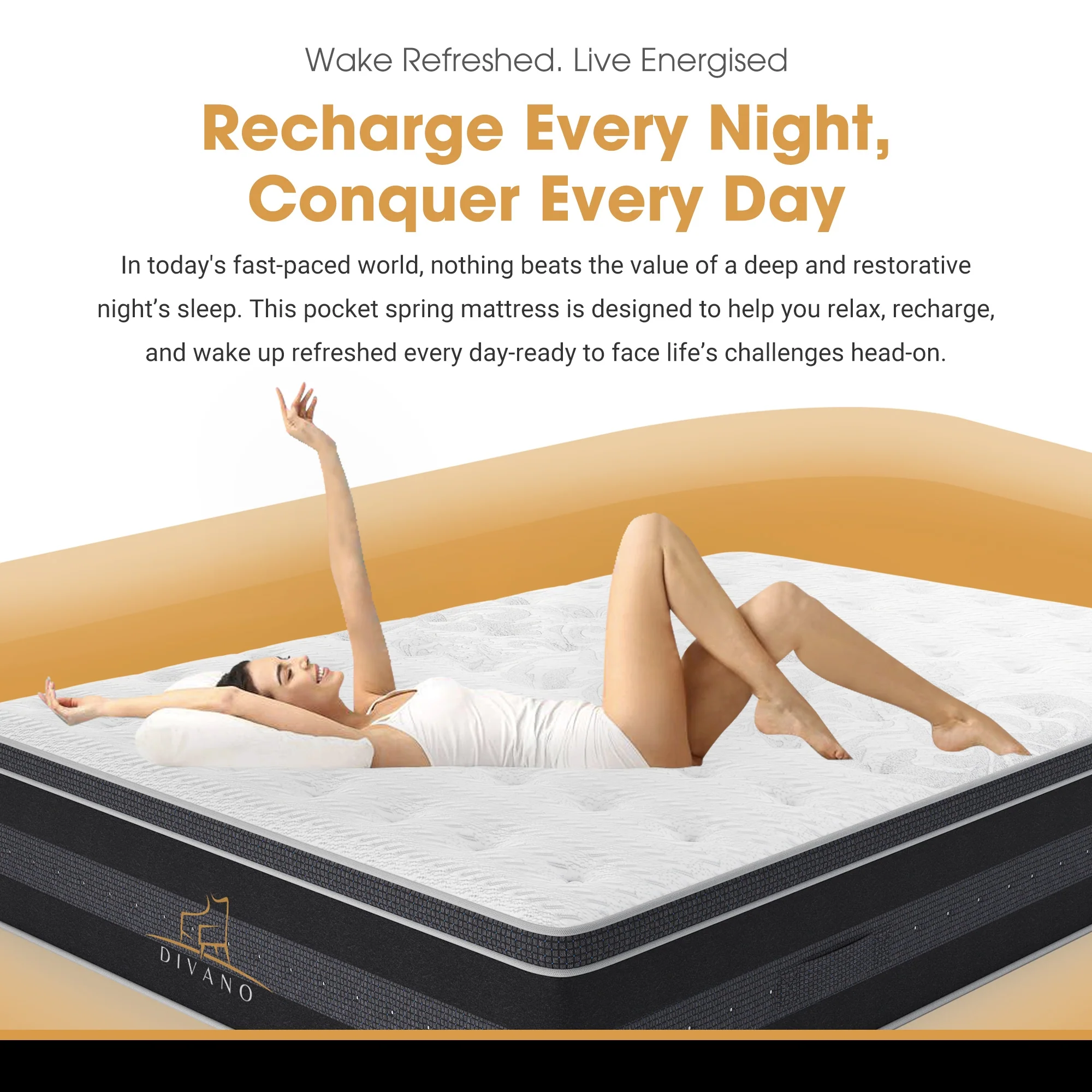 Divano Bedding 34cm Mattress Euro Top Pocket Spring - Image 27