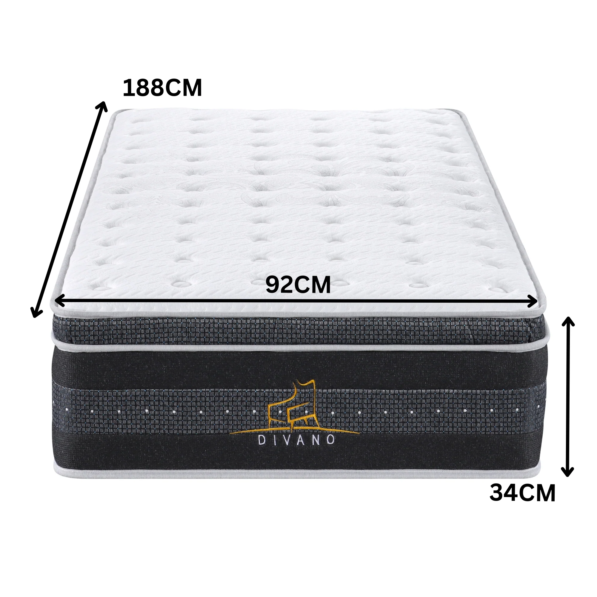Divano Bedding 34cm Mattress Euro Top Pocket Spring - Image 8