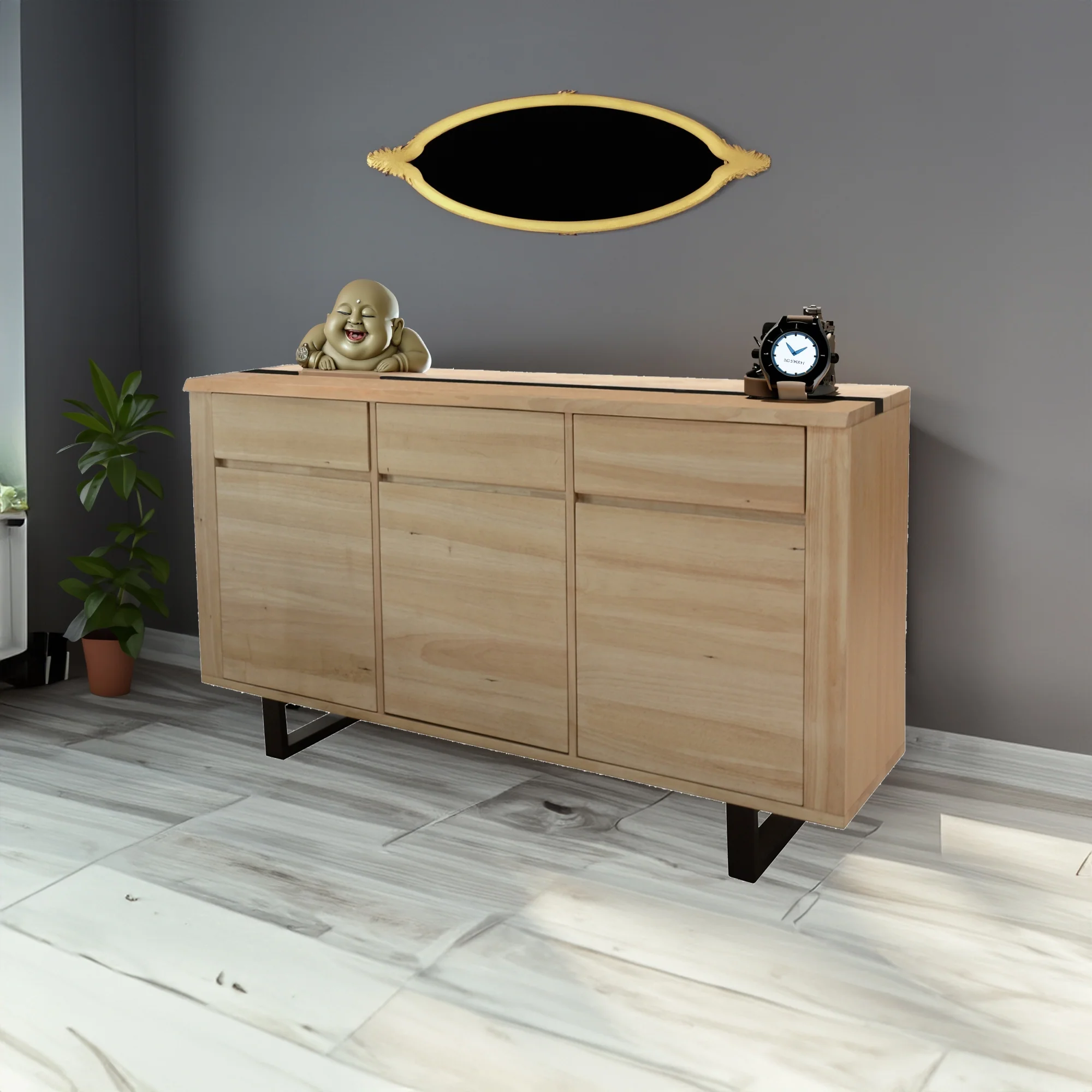 Dori 170cm Buffet Table Black Natural - Image 2
