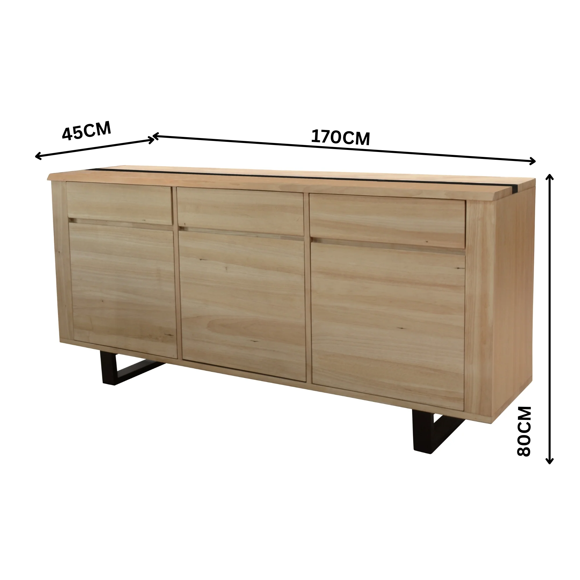 Dori 170cm Buffet Table Black Natural - Image 3