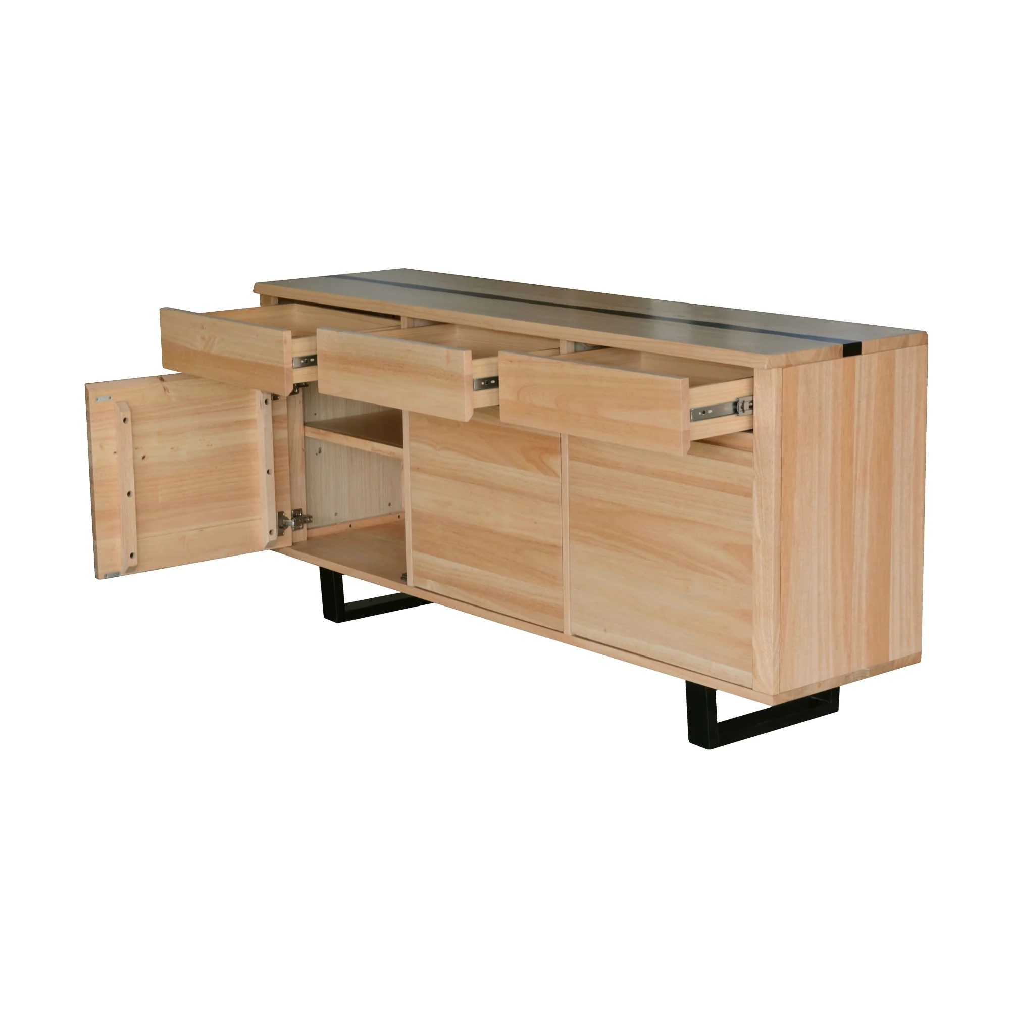 Dori 170cm Buffet Table Black Natural - Image 4