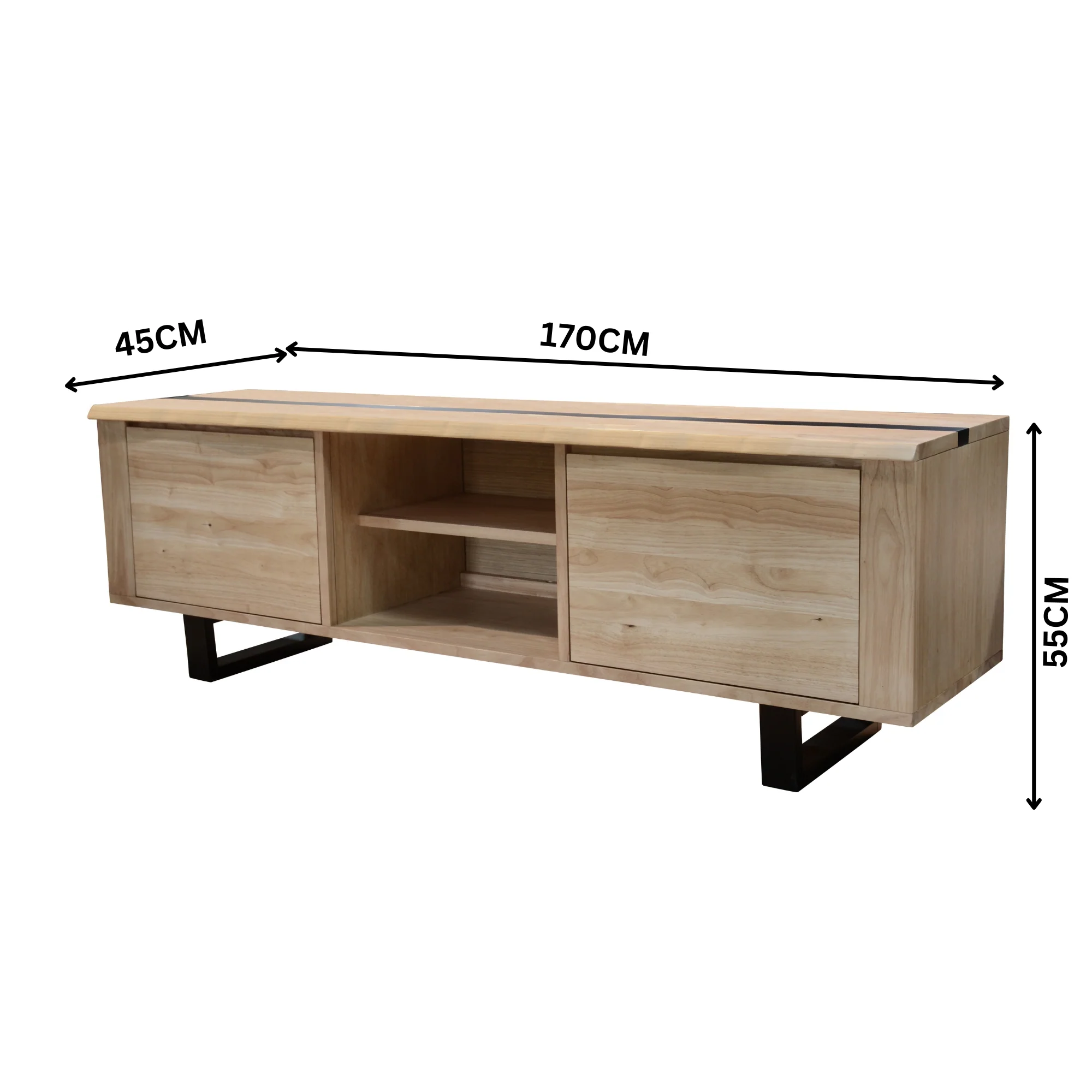 Dori 170cm ETU Entertainment TV Unit Black Natural - Image 3