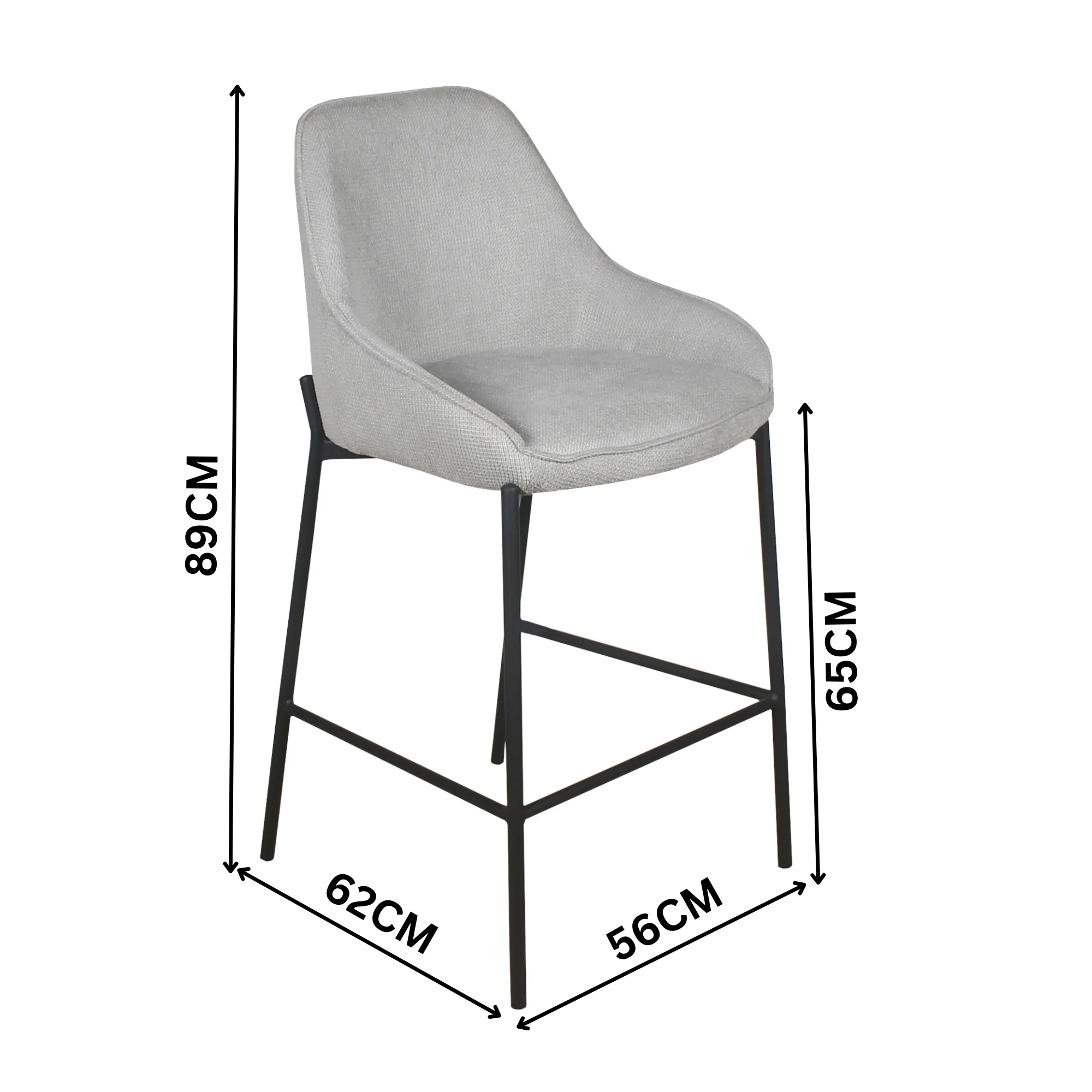 Dorris 2pc Set Bar Chair Barstool Light Grey - Image 3