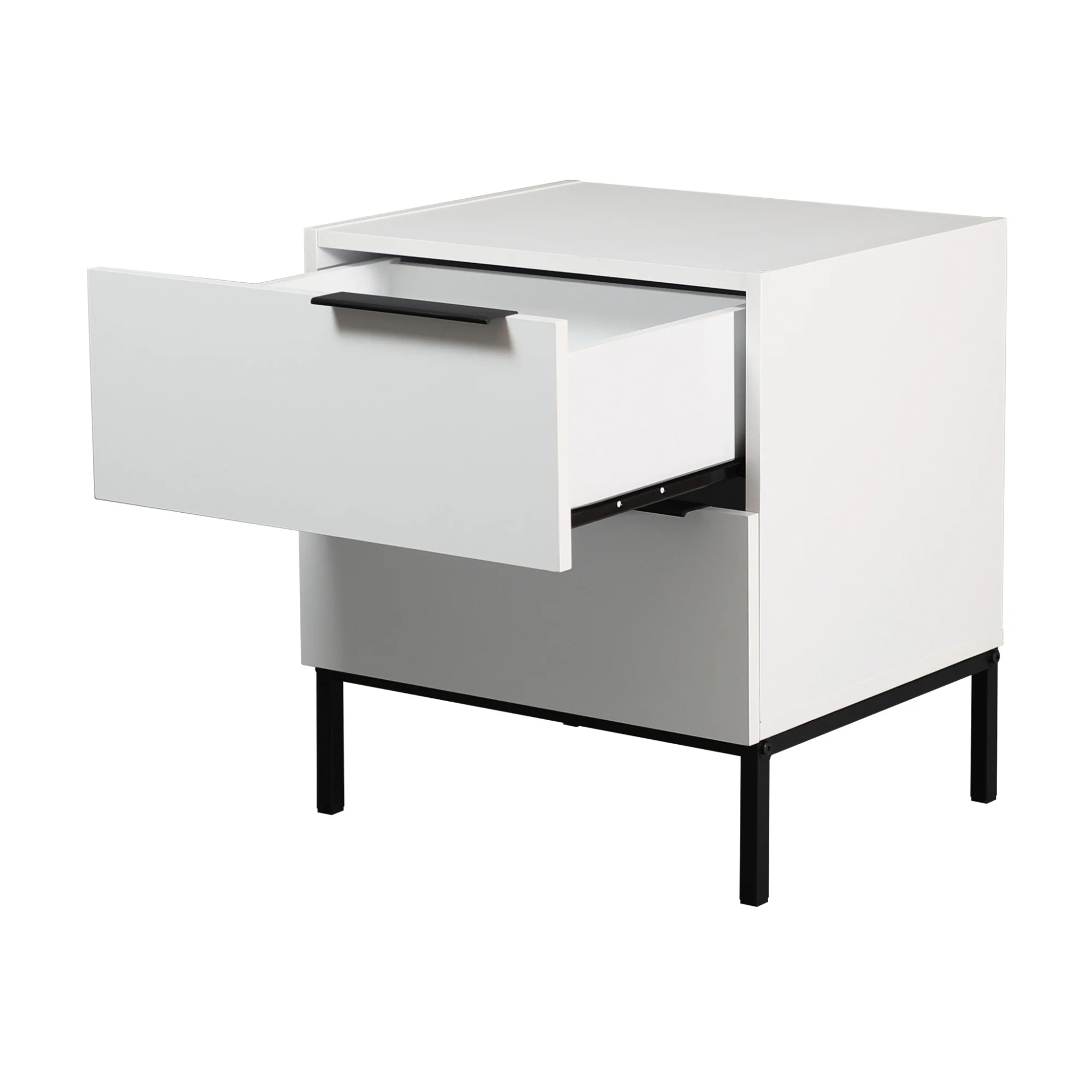 Dric 2 Drawers Bedside Table White - Image 4