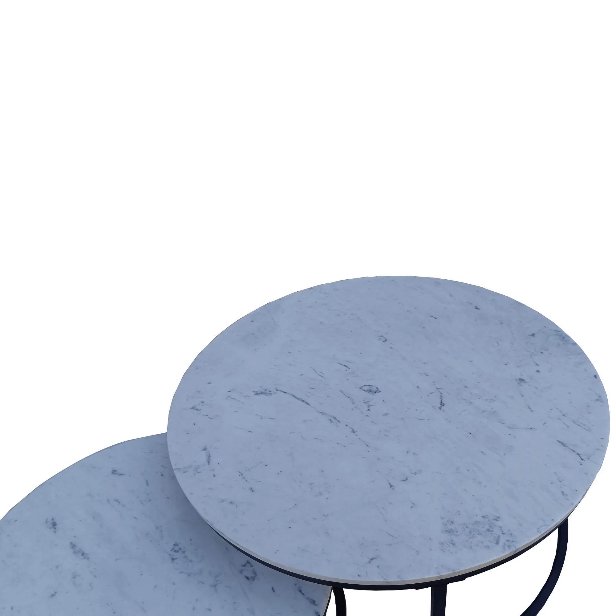 Duet 2pc Set Round Nesting Coffee Table Marble Top White - Image 4