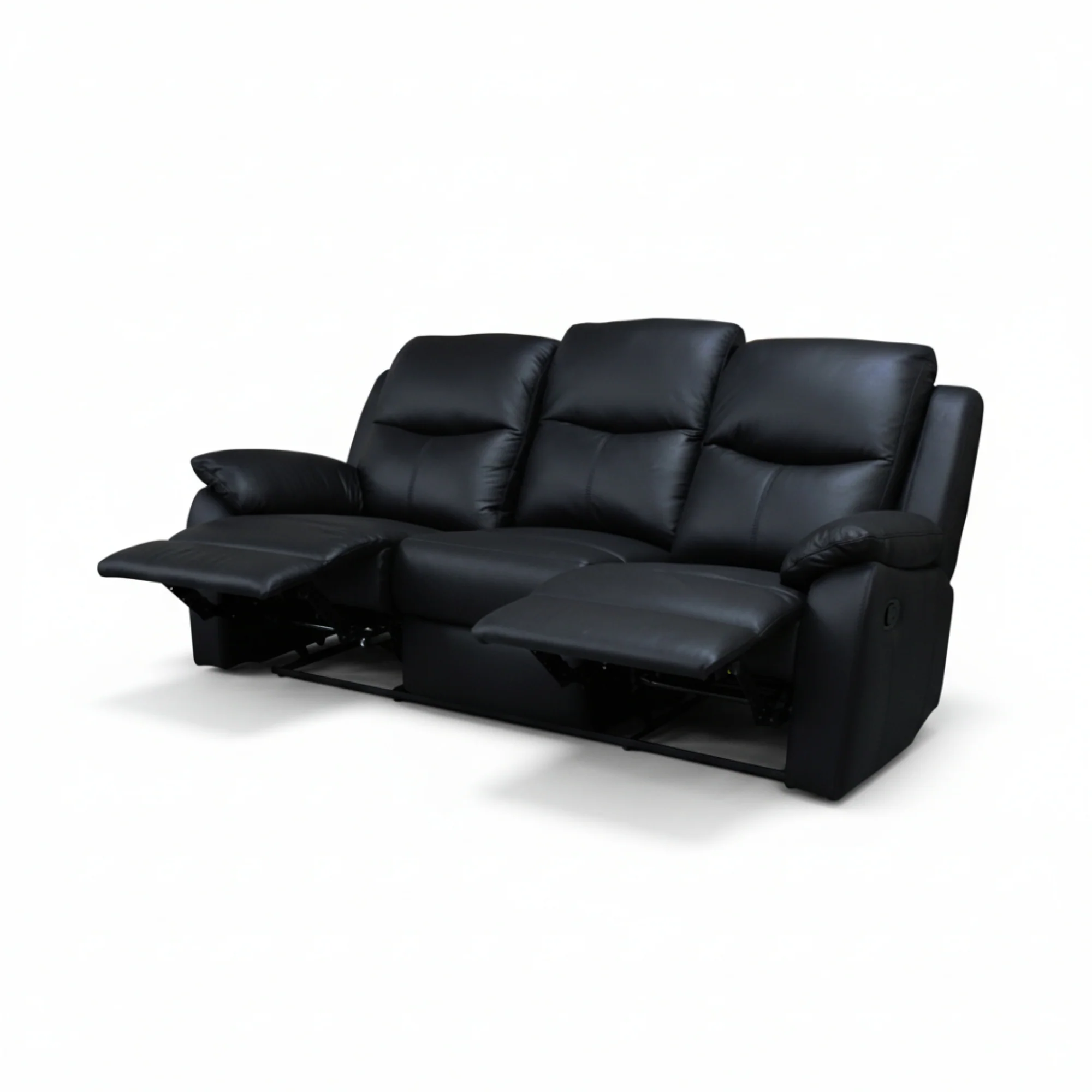 Duke 3 Seater Manual Recliner Genuine Leather Black - Image 4