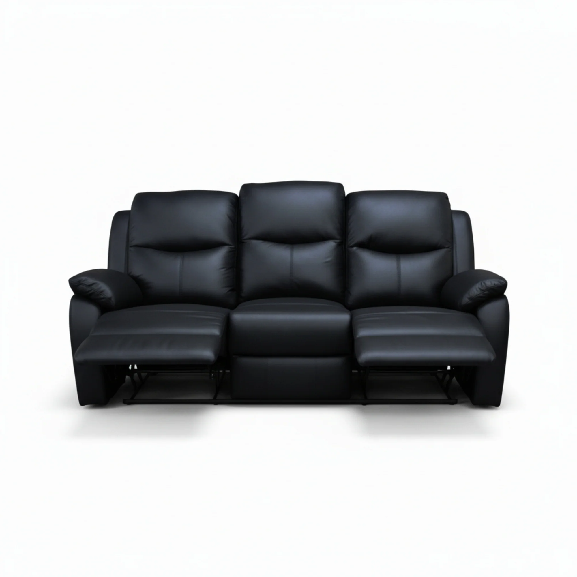 Duke 3 Seater Manual Recliner Genuine Leather Black - Image 5