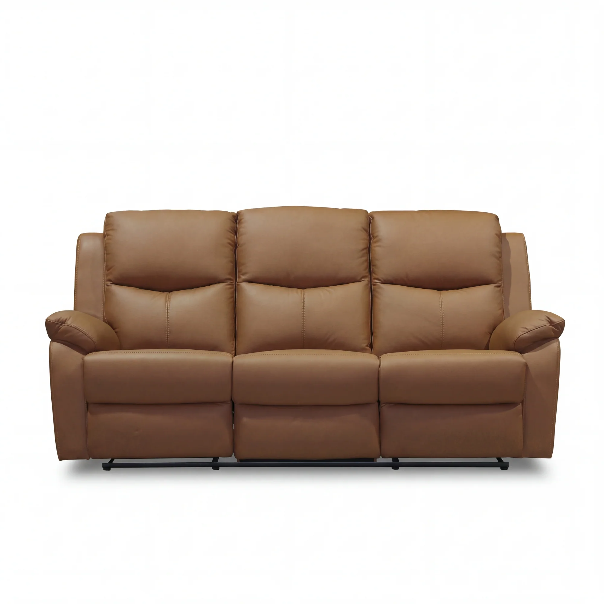 Duke 3 Seater Manual Recliner Genuine Leather Tan - Image 6