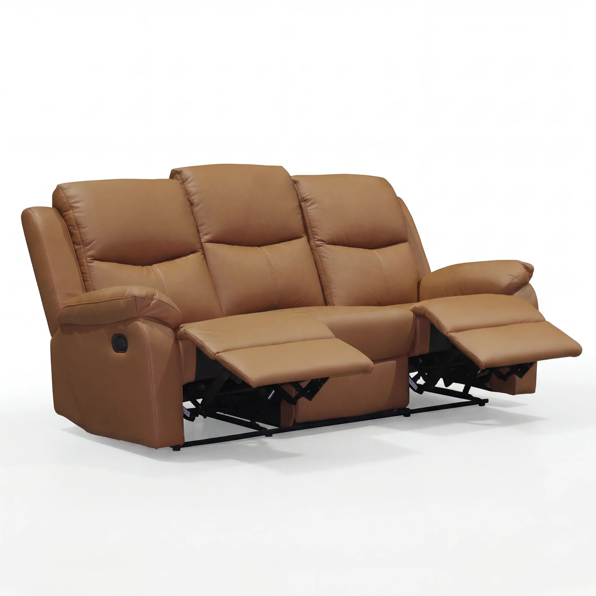 Duke 3 Seater Manual Recliner Genuine Leather Tan - Image 7