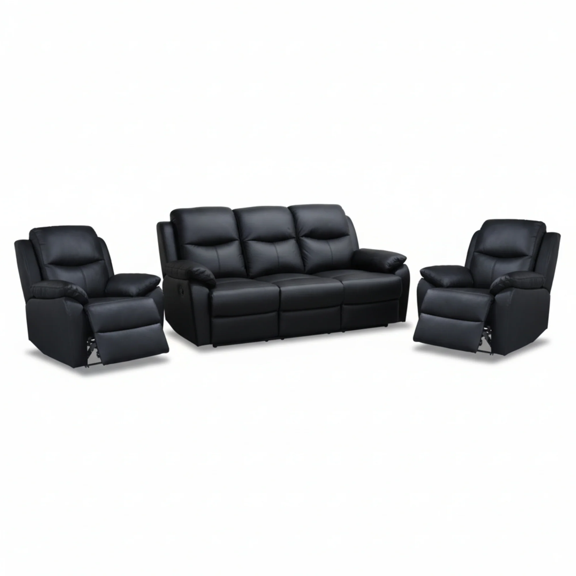 Duke 3+1+1 Seater Manual Recliner Genuine Leather Black - Image 2