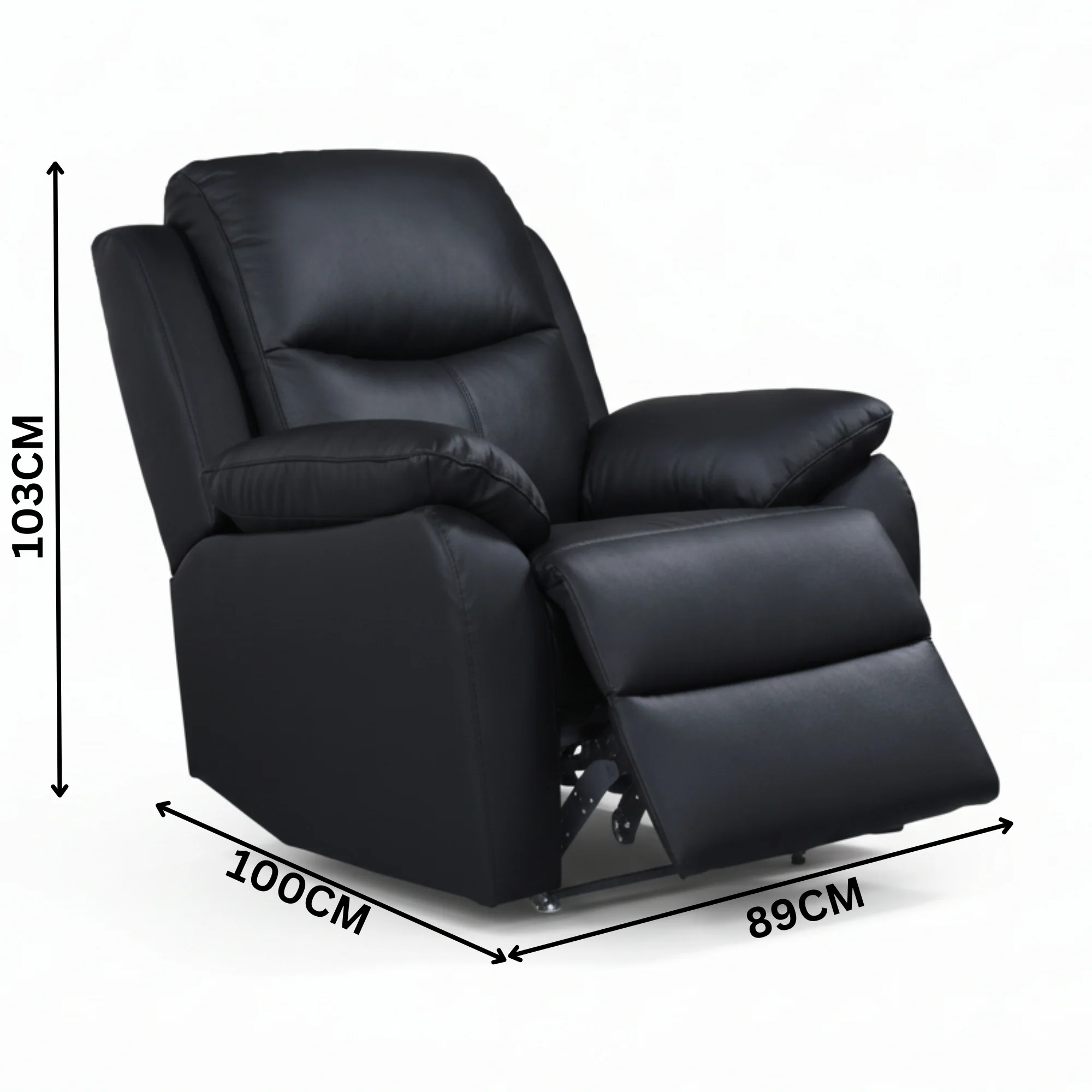 Duke 3+1+1 Seater Manual Recliner Genuine Leather Black - Image 4