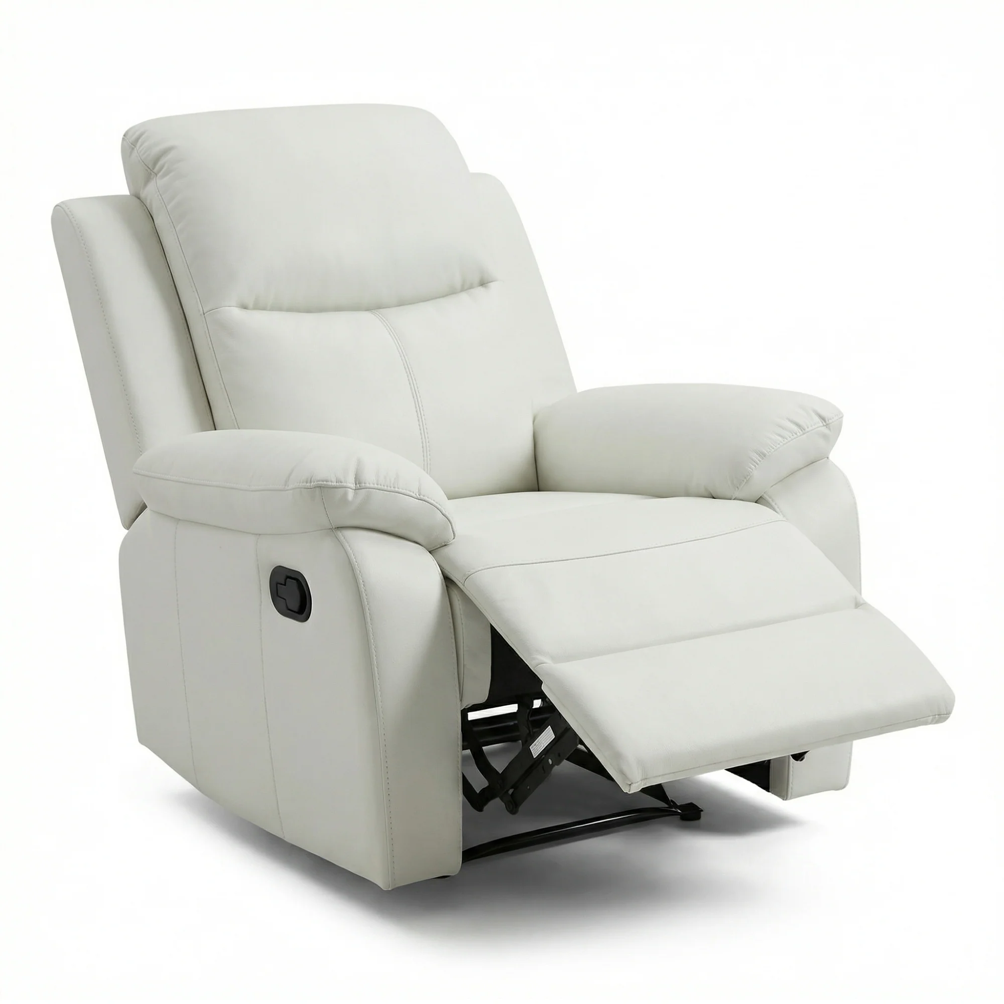 Duke 3+1+1 Seater Manual Recliner Genuine Leather Off White - Image 7