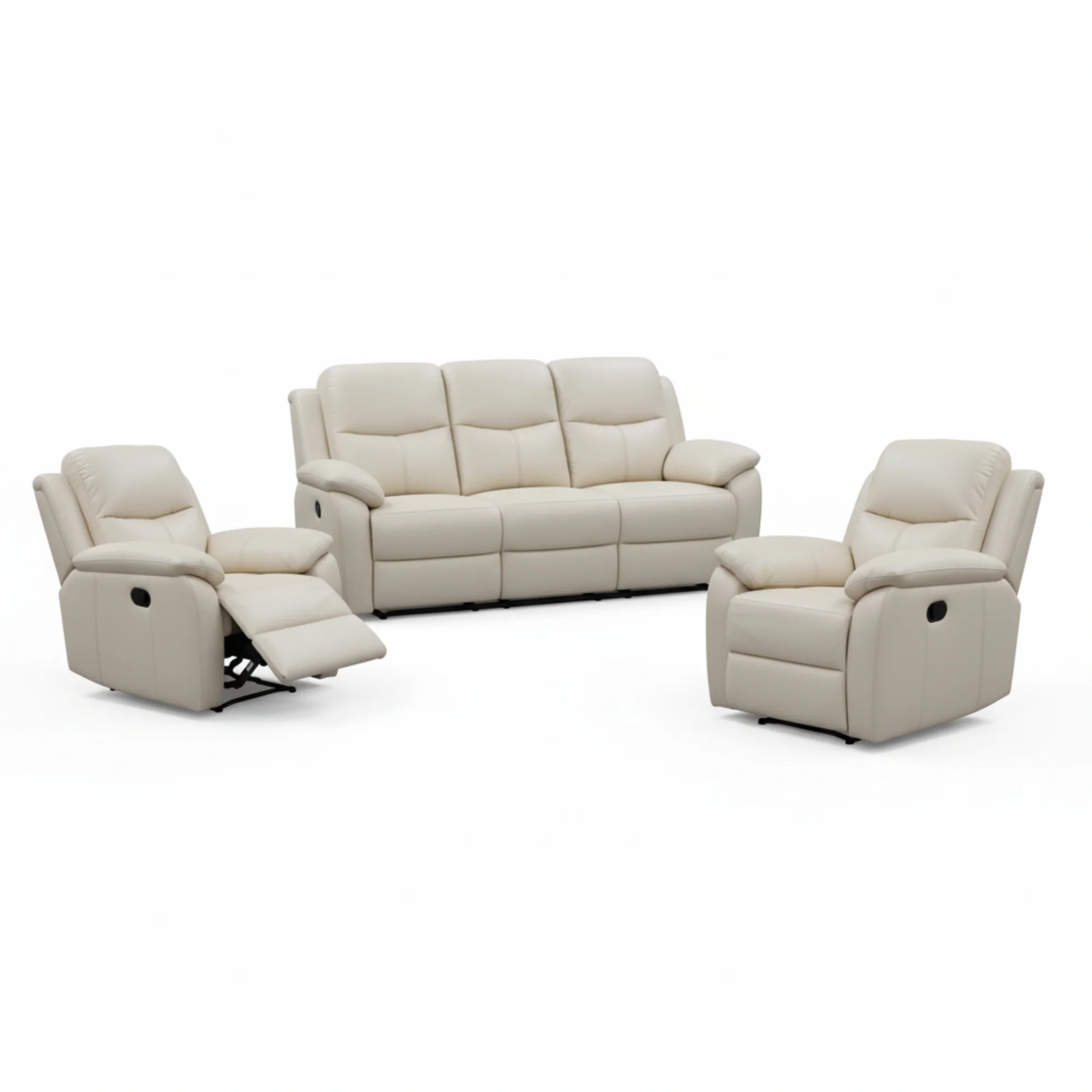 Duke 3+1+1 Seater Manual Recliner Genuine Leather Wheat Grey - Image 2