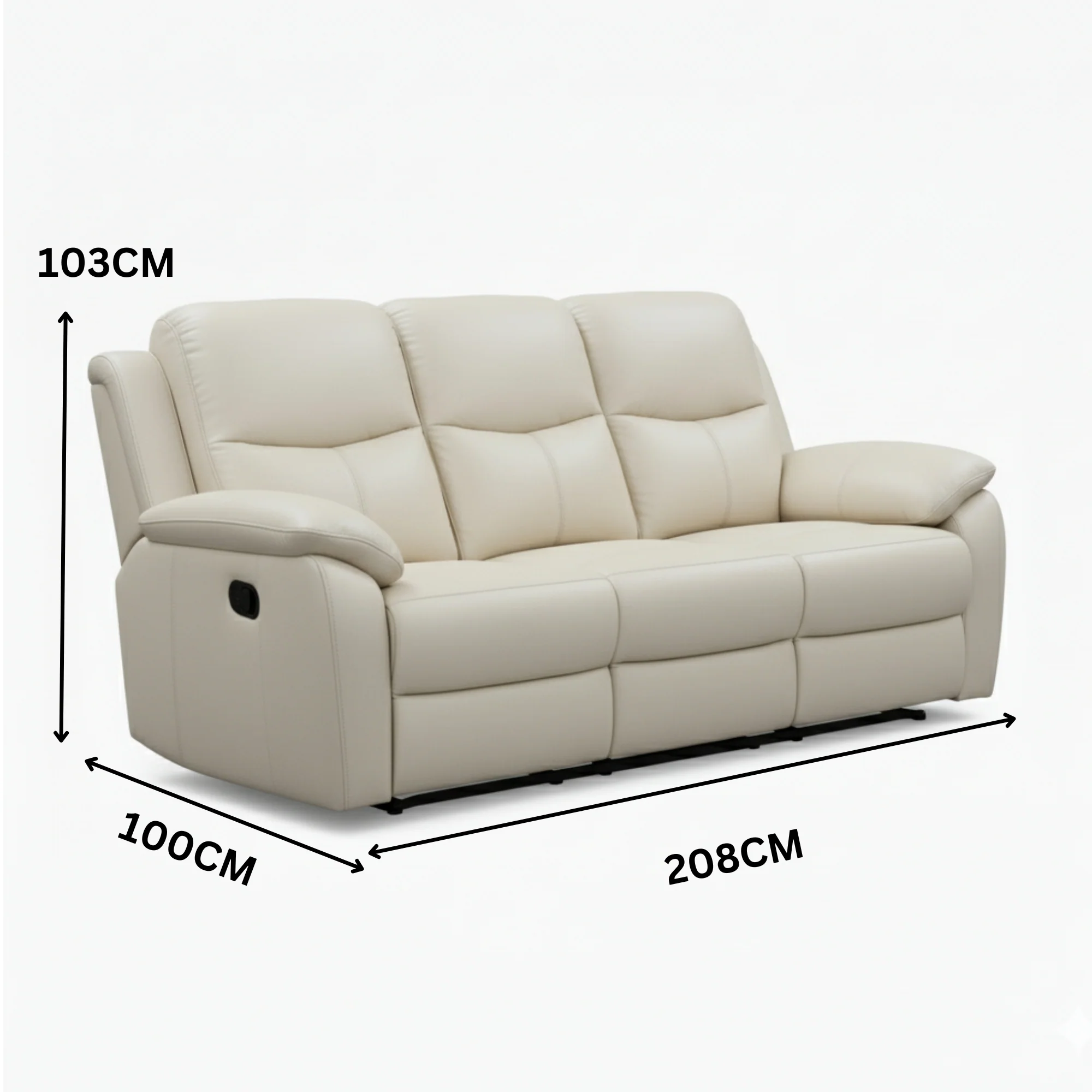 Duke 3+1+1 Seater Manual Recliner Genuine Leather Wheat Grey - Image 3