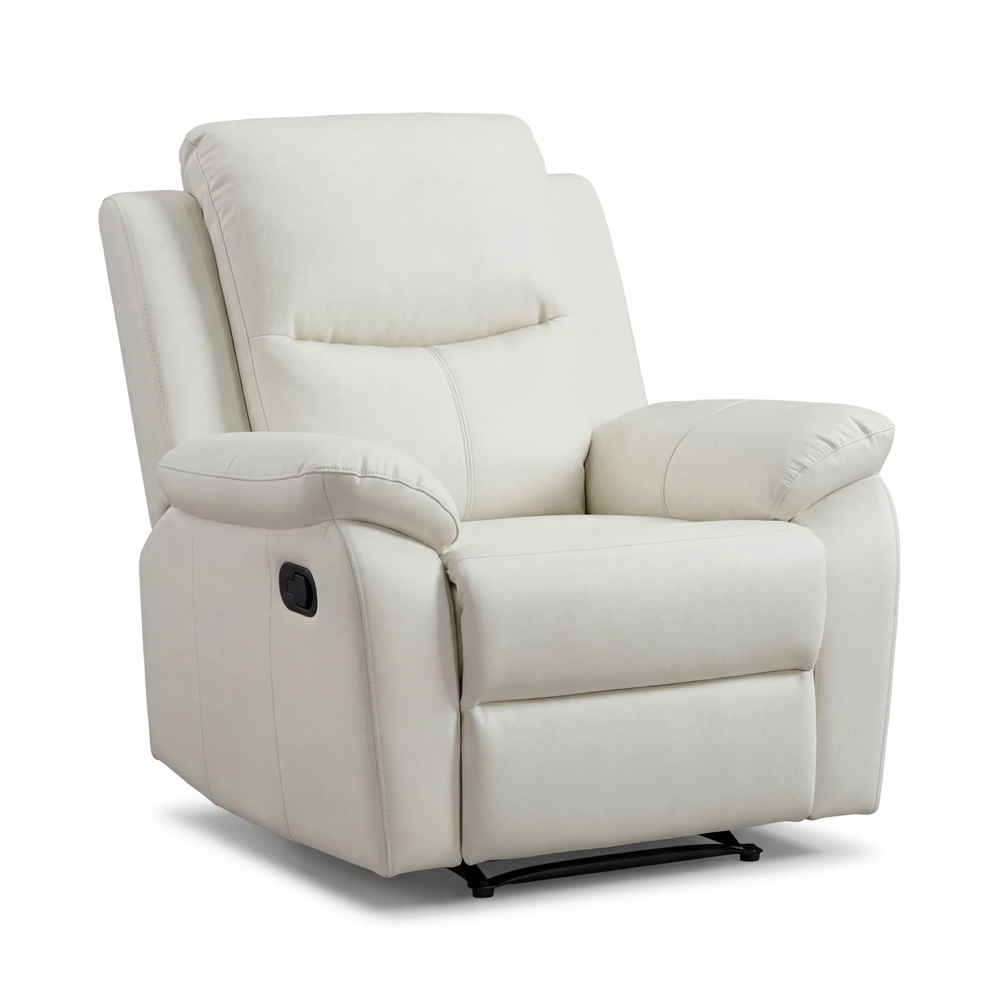 Duke Single Seater Manual Recliner Chair Genuine Leather Off White - Image 2