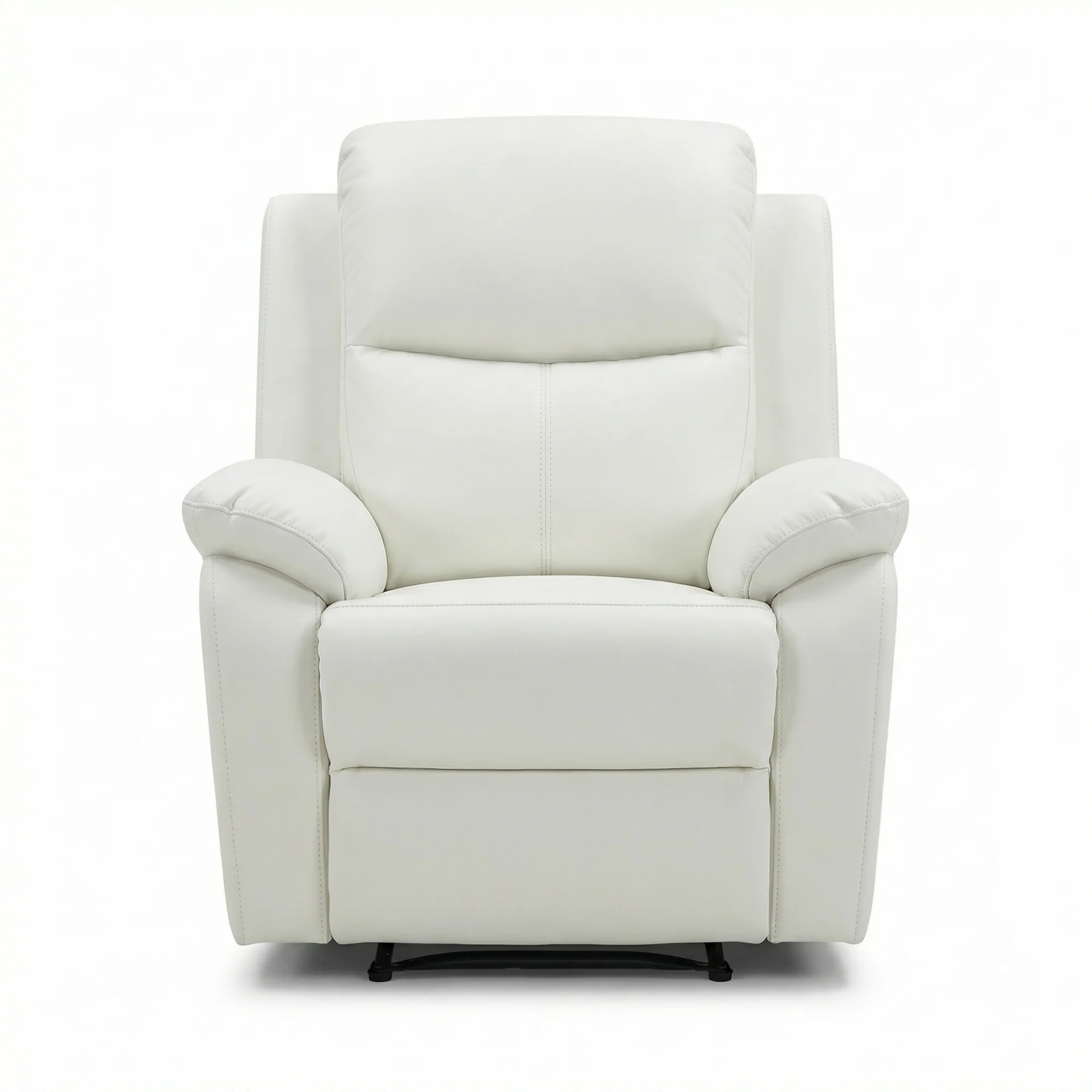Duke Single Seater Manual Recliner Chair Genuine Leather Off White - Image 6