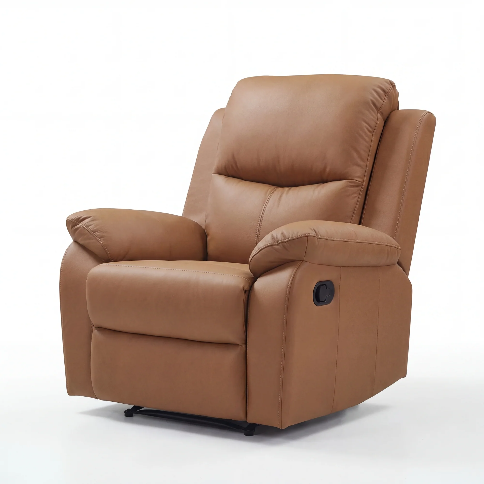 Duke Single Seater Manual Recliner Chair Genuine Leather Tan - Image 2