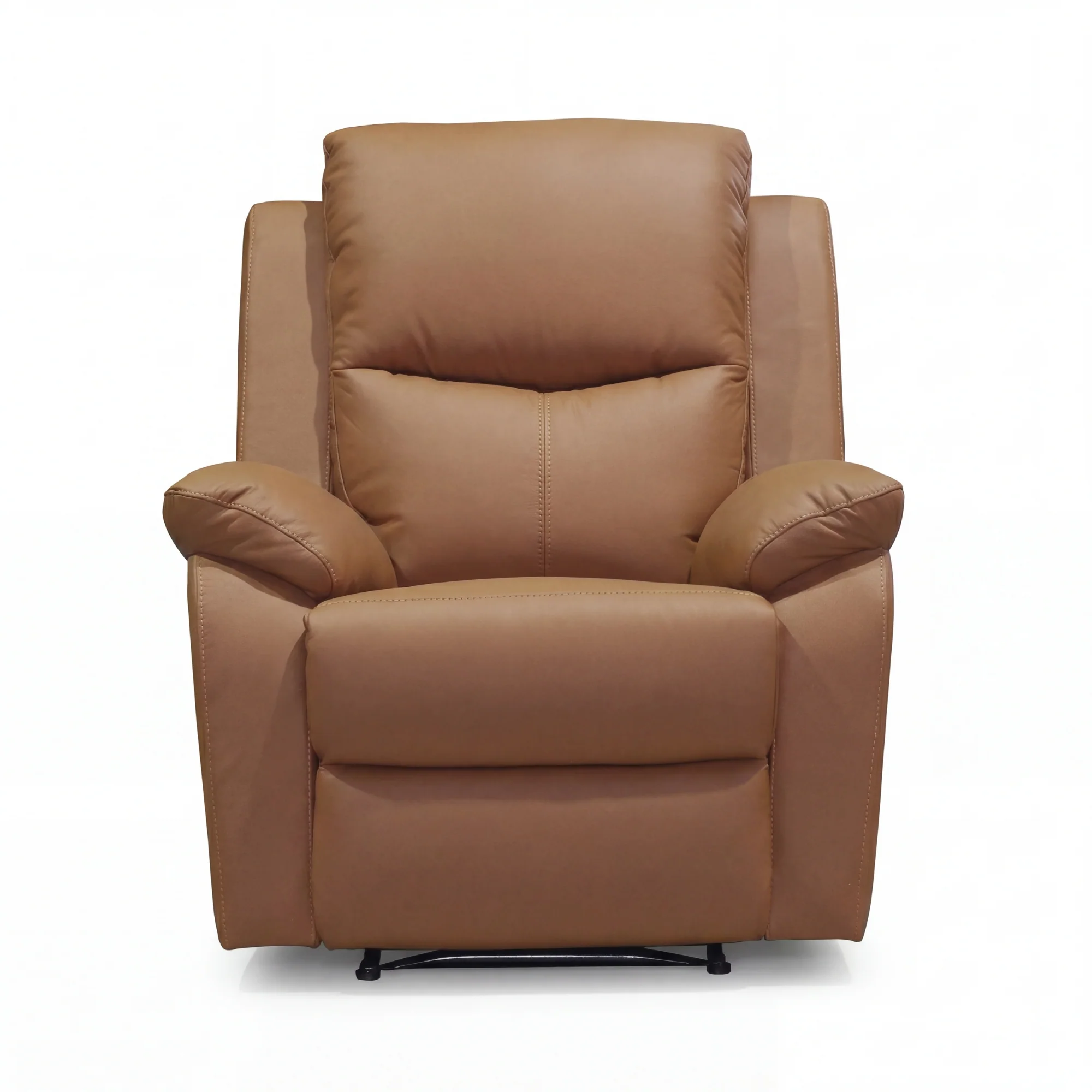 Duke Single Seater Manual Recliner Chair Genuine Leather Tan - Image 6