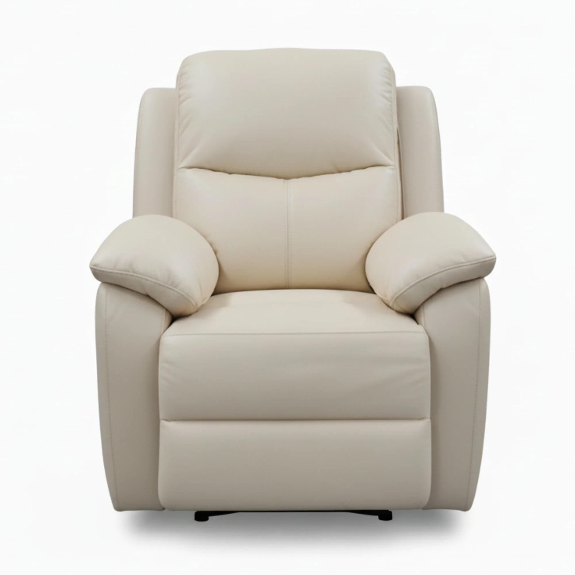 Duke Single Seater Manual Recliner Genuine Leather Wheat Grey - Image 2