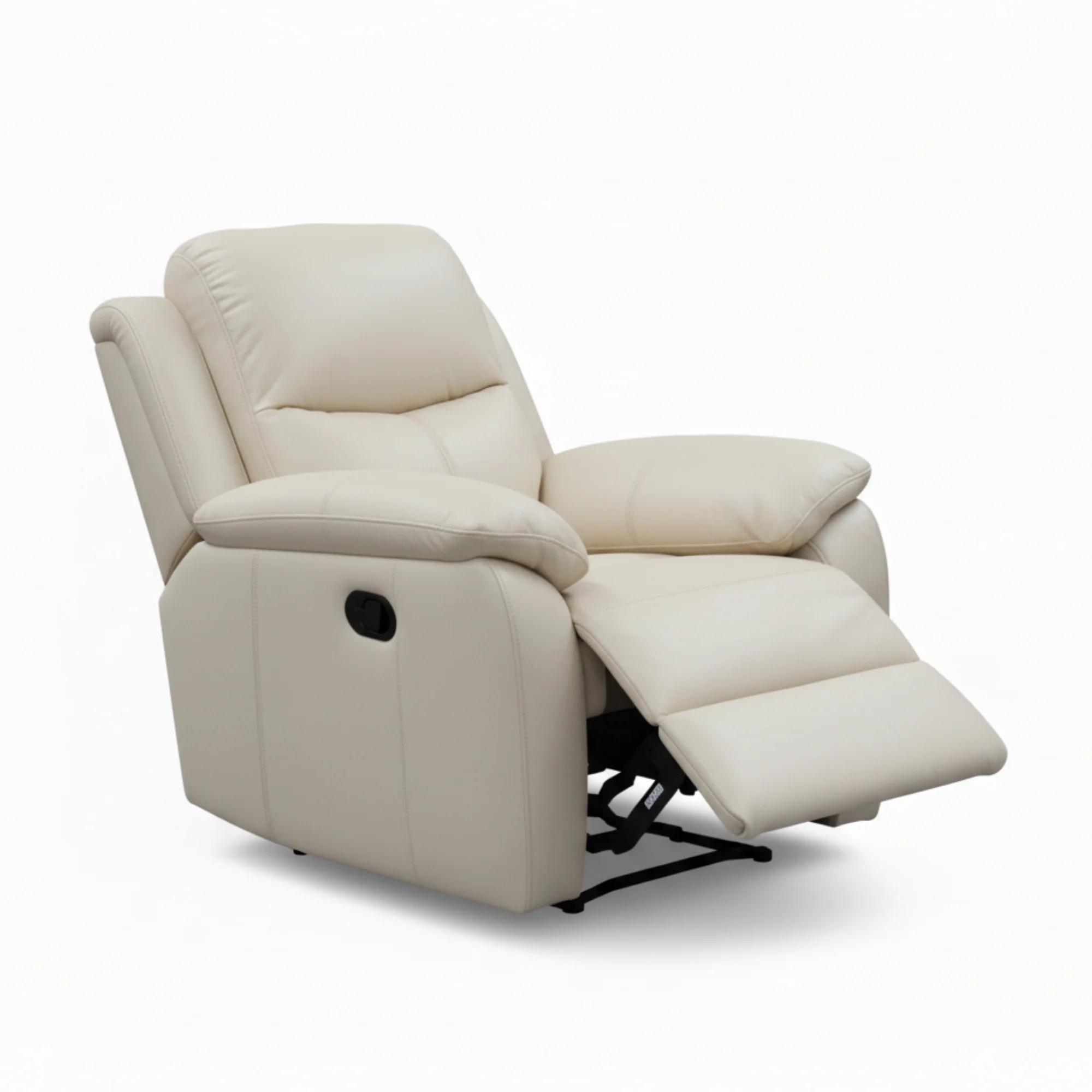 Duke Single Seater Manual Recliner Genuine Leather Wheat Grey - Image 5