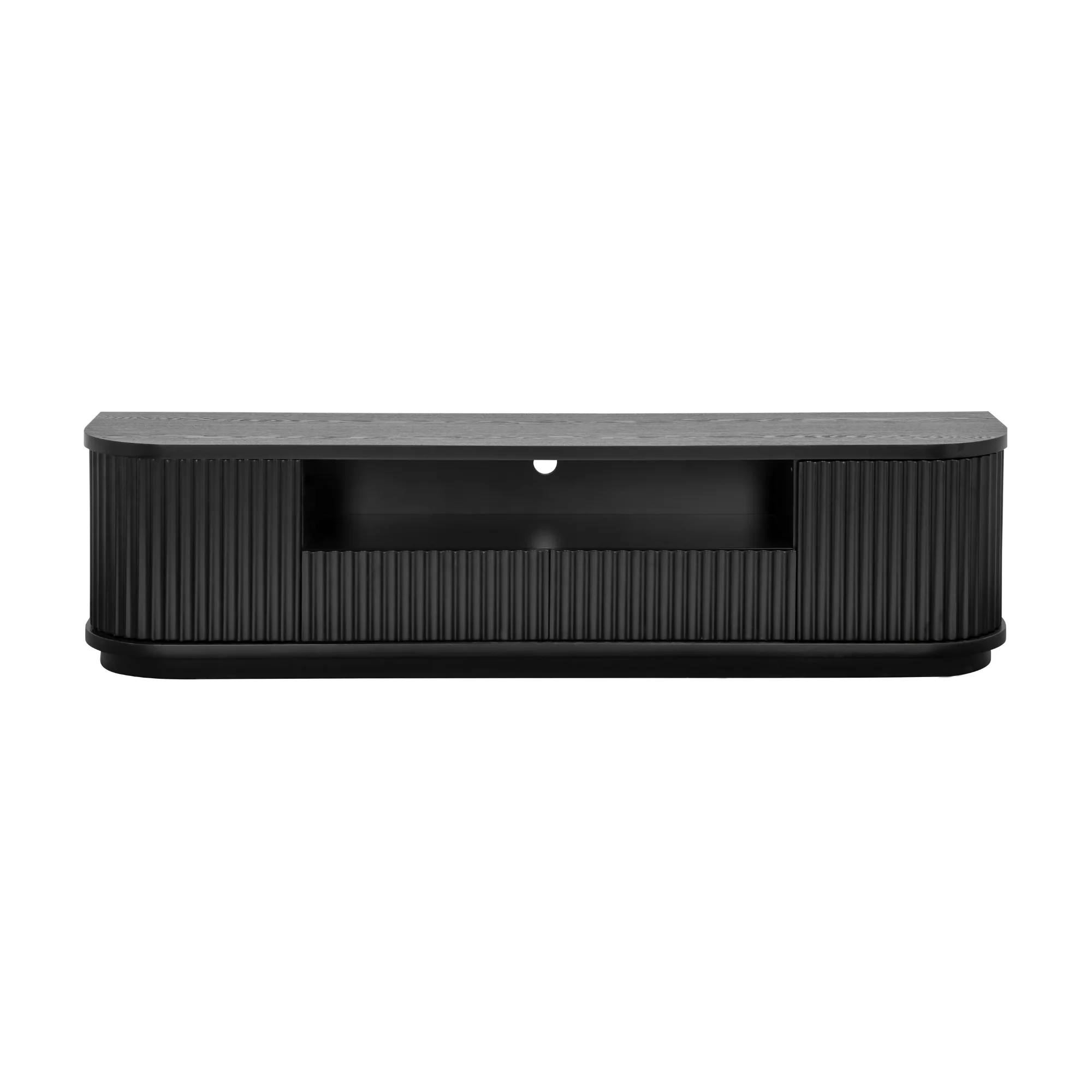 Manna 200cm Veneer Top ETU Entertainment TV Unit Black - Image 3