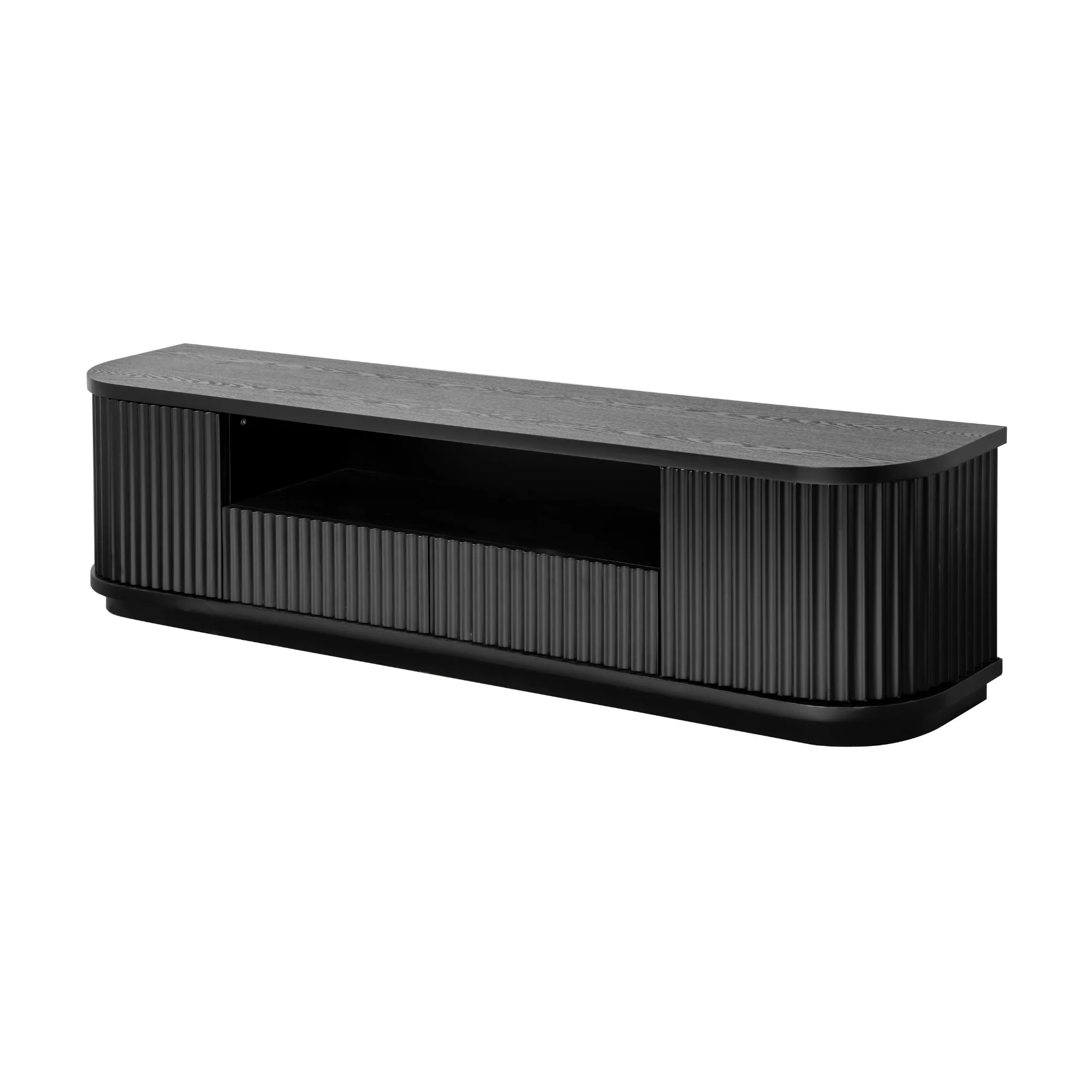 Manna 200cm Veneer Top ETU Entertainment TV Unit Black - Image 4
