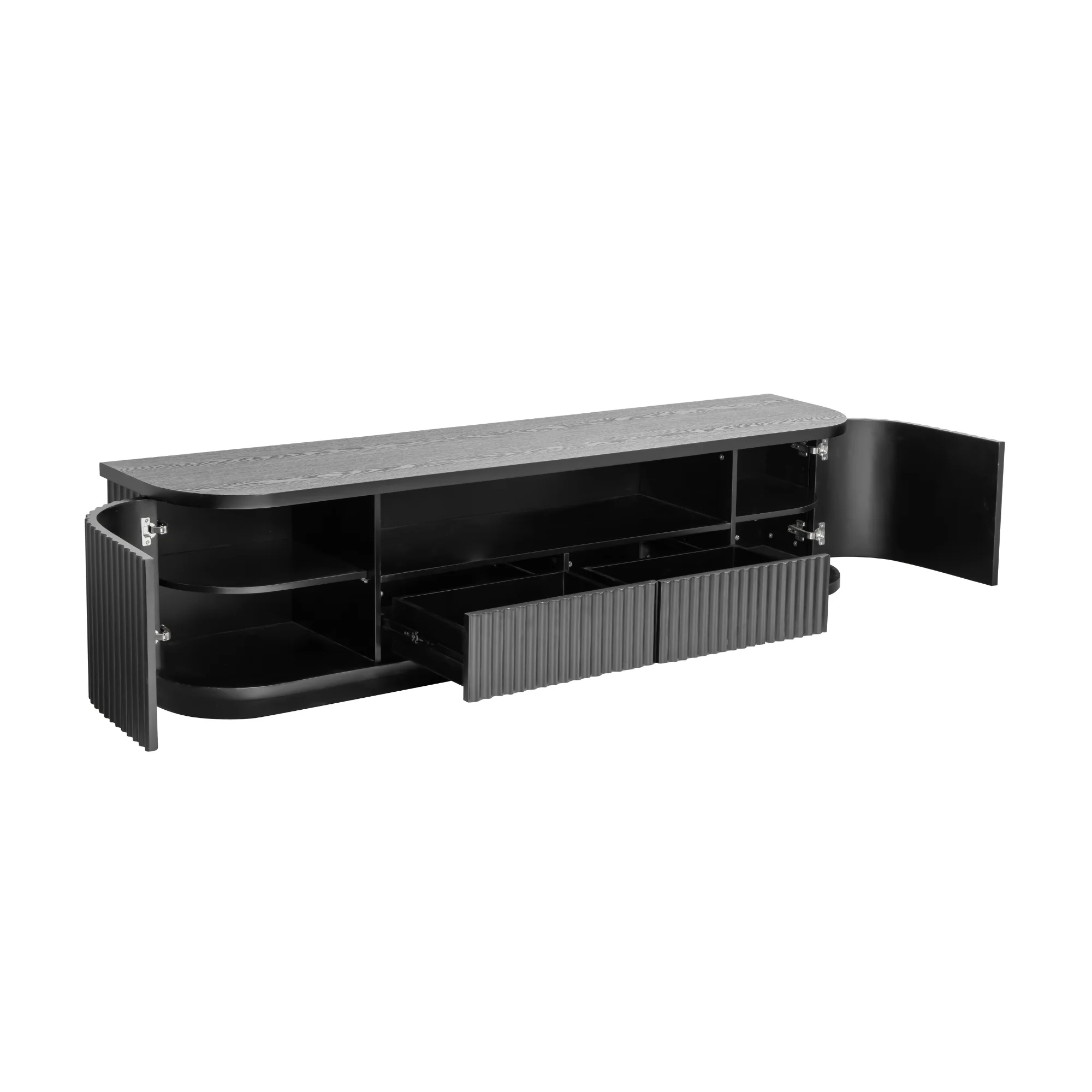 Manna 200cm Veneer Top ETU Entertainment TV Unit Black - Image 5