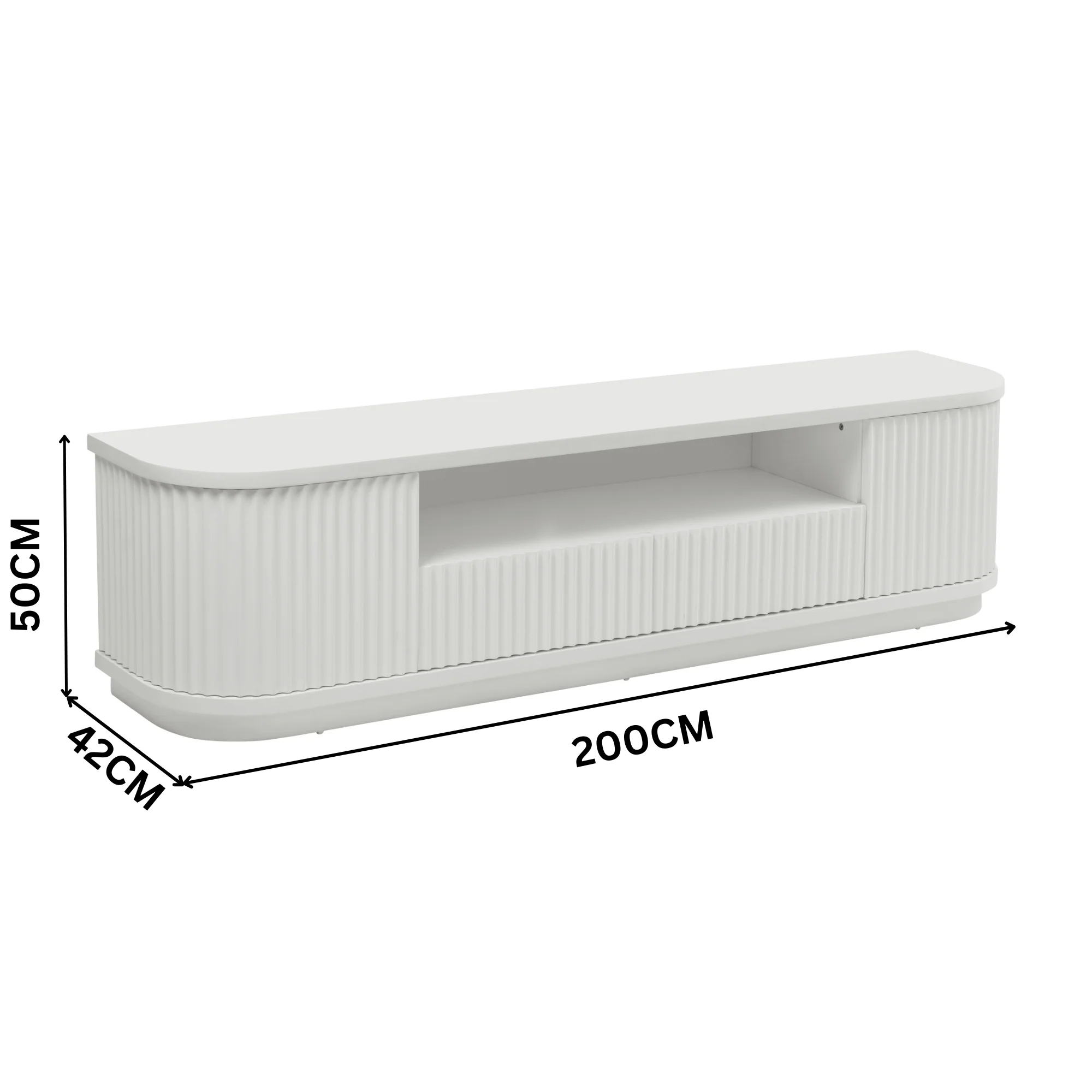 Manna 200cm Veneer Top ETU Entertainment TV Unit White - Image 2
