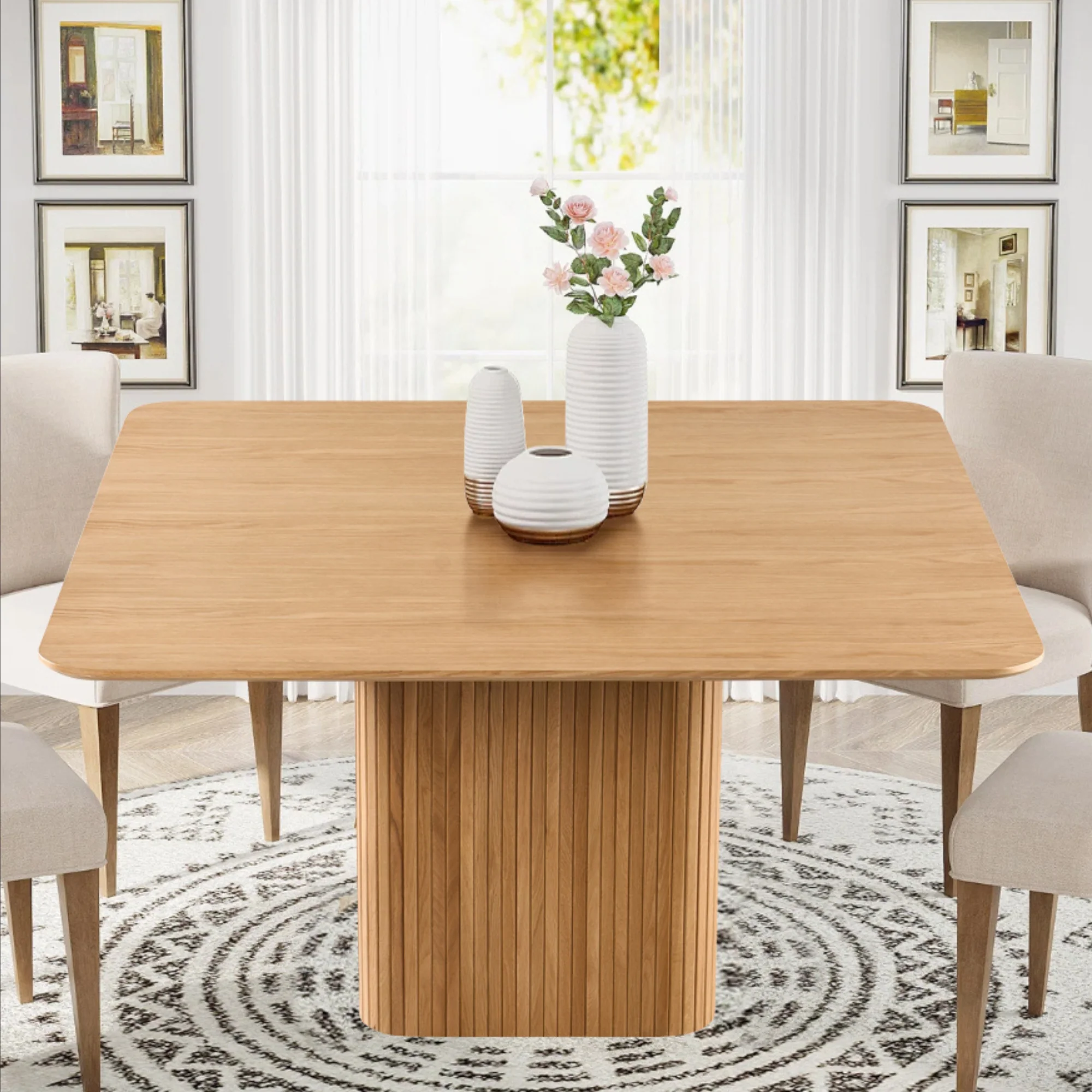 Elbasan 140cm Square Dining Table Natural - Image 2