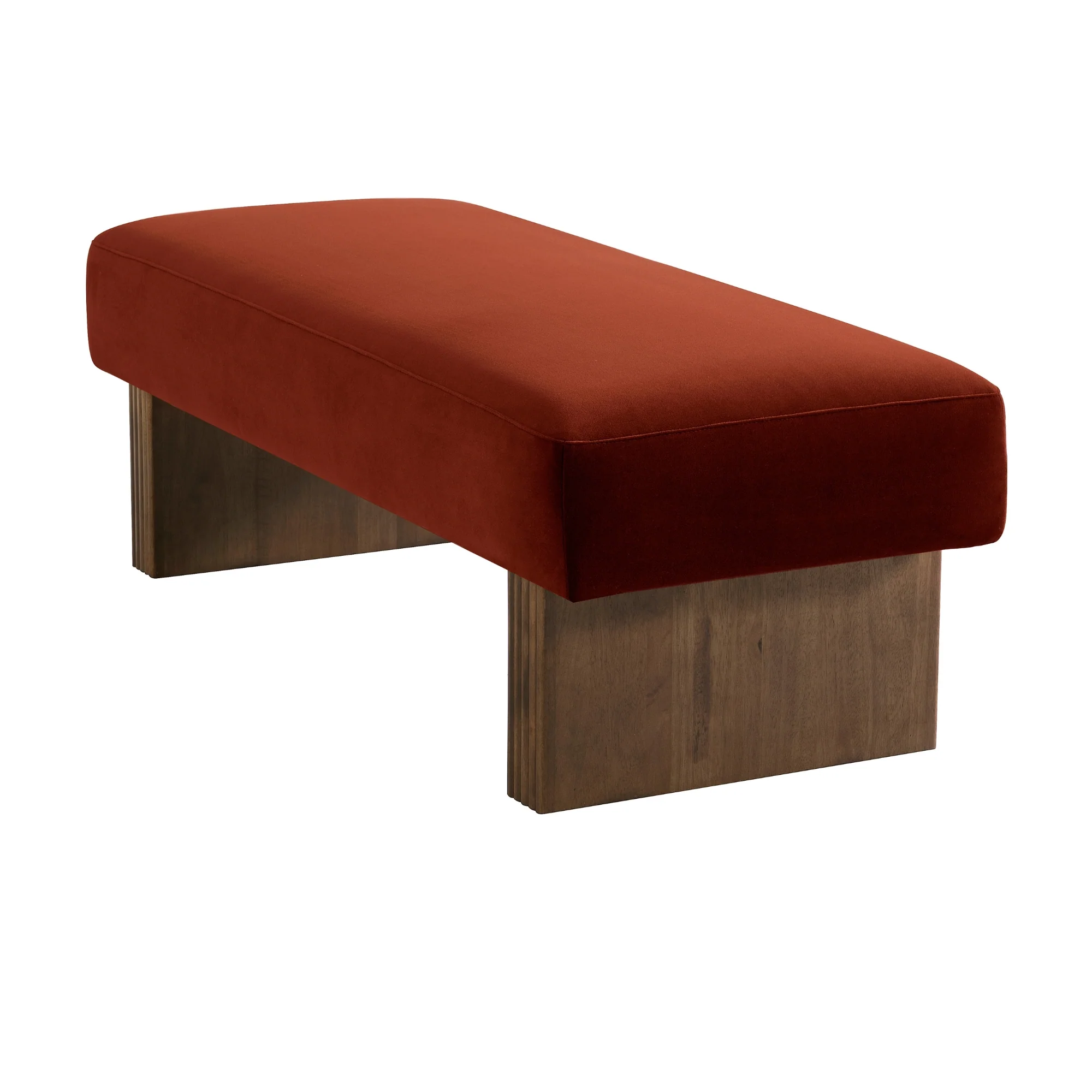 Eldron 120cm Velvet Bench and Ottoman Caramel - Image 3