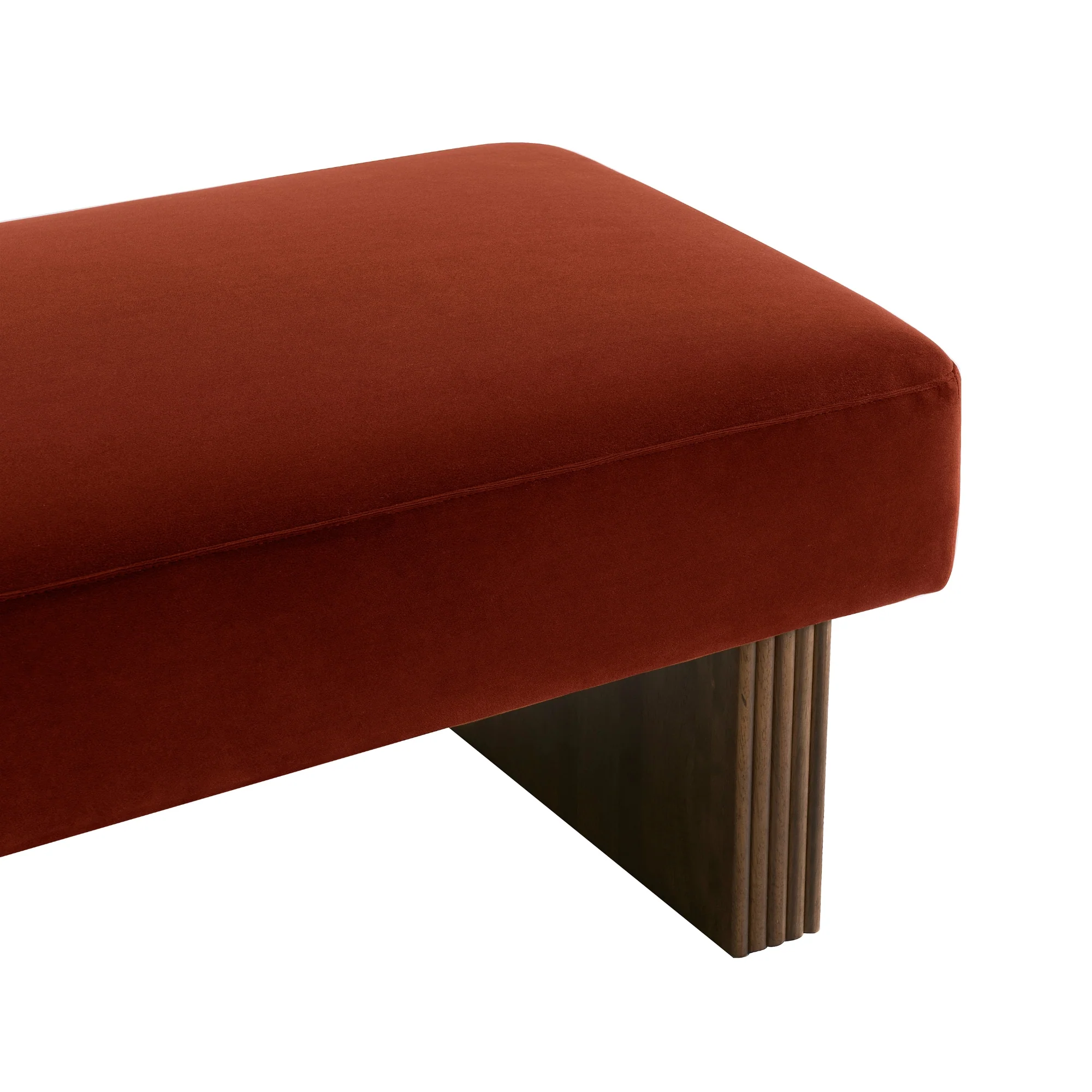 Eldron 120cm Velvet Bench and Ottoman Caramel - Image 5