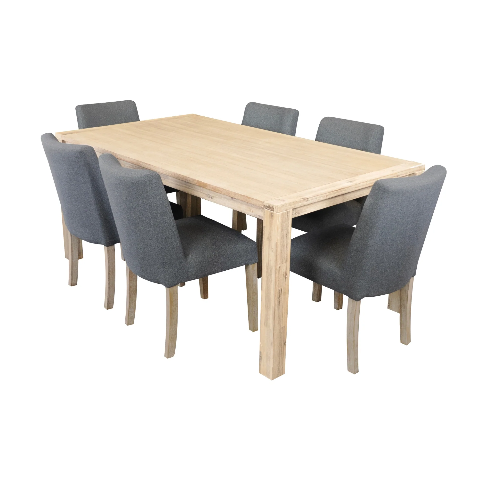 Elemental 7pc Dining Table Set 6 Grey Fabric Chair - Image 2