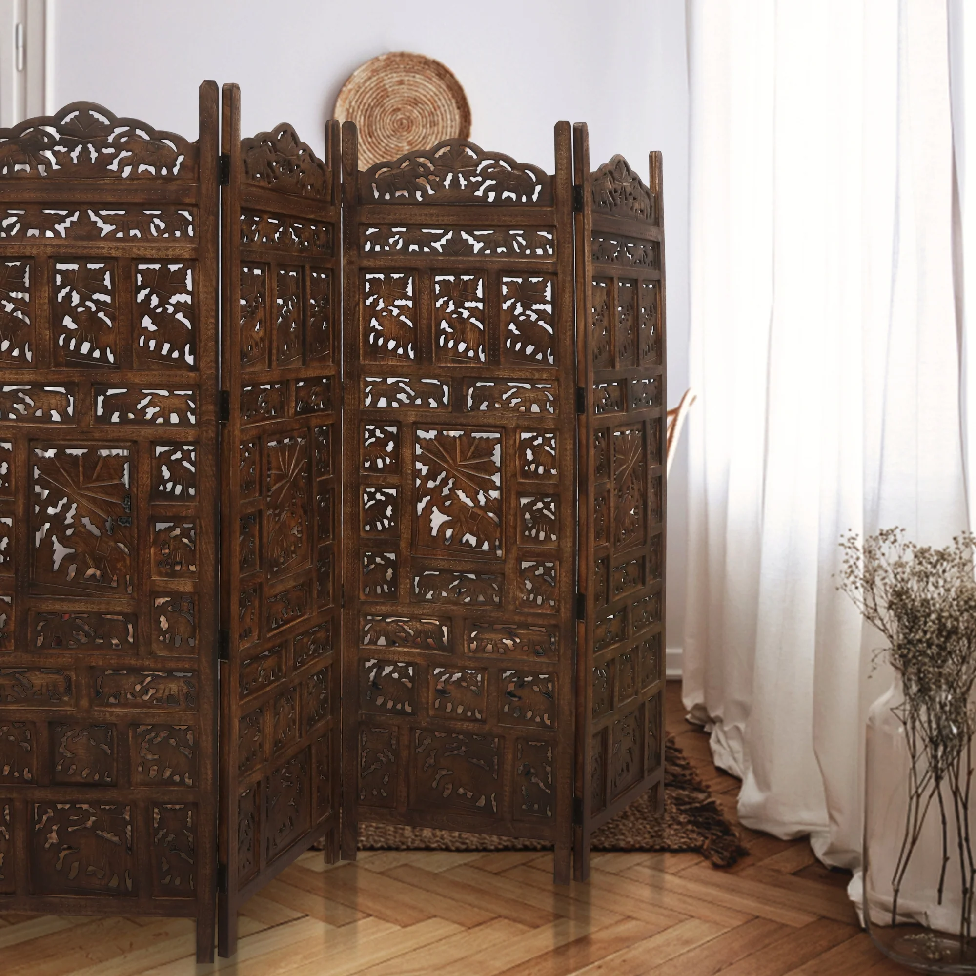 Elephant Room Screen Divider Burnt Brown - Image 3