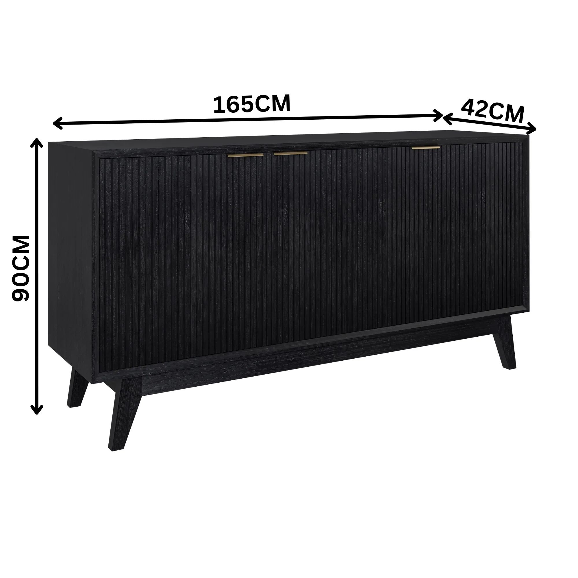 Ellen 165cm Buffet Table 3 Door Black - Image 2