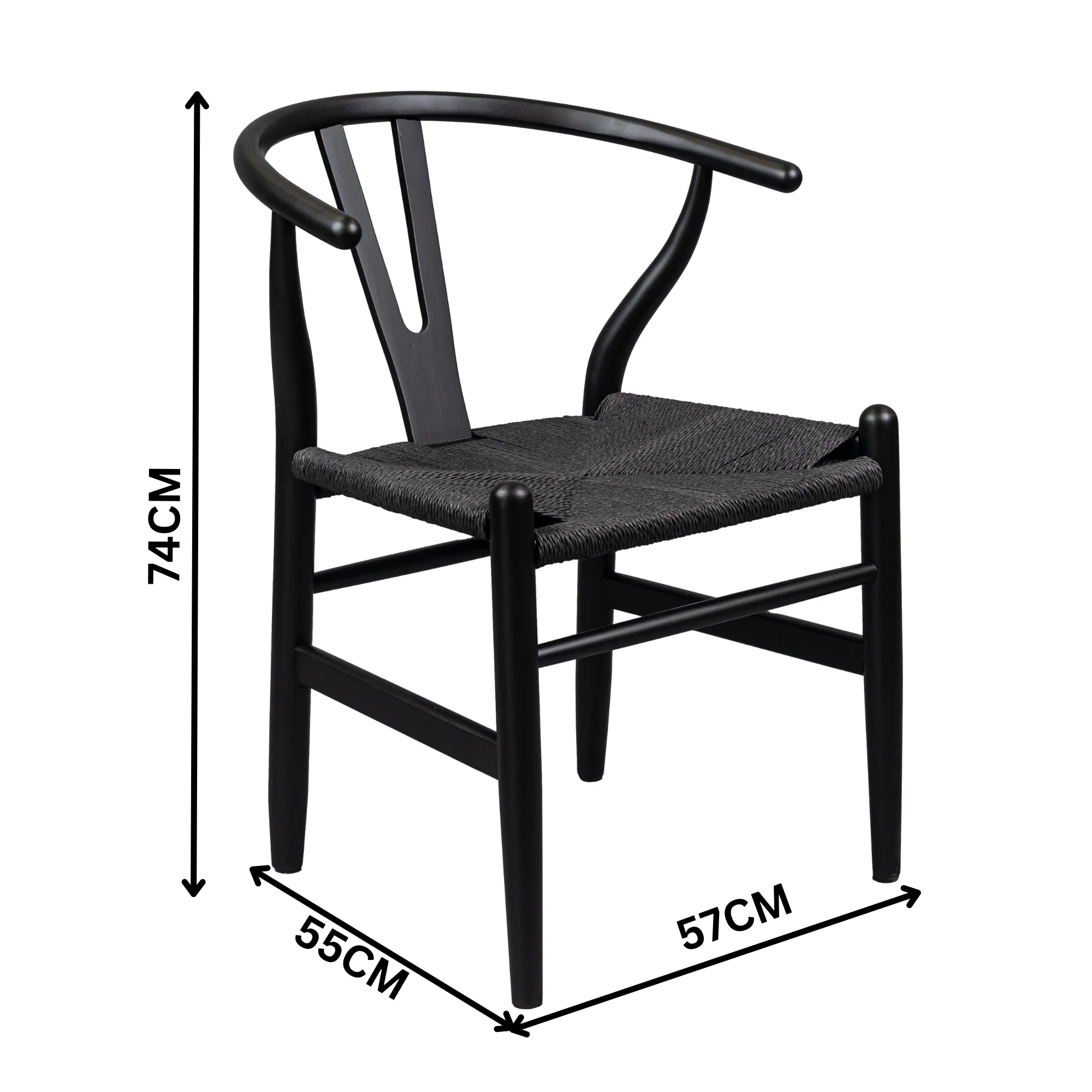 Ellen 2pc Set Wishbone Dining Chair Black - Image 3