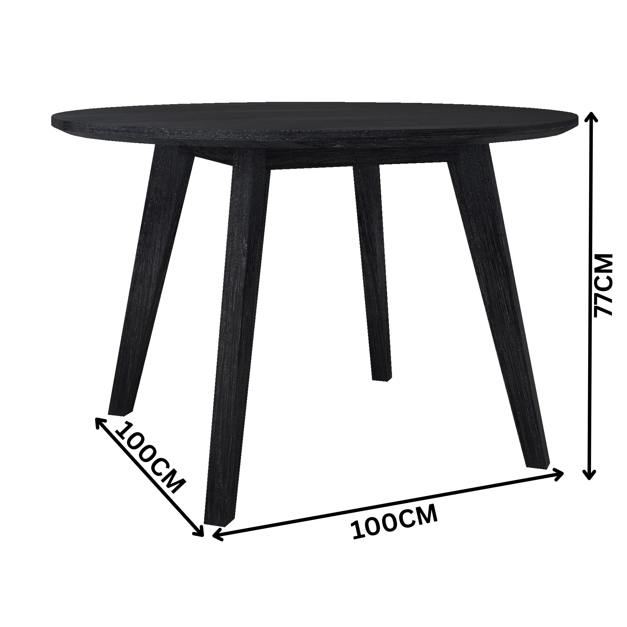 Ellen 5pc Dining Set 100cm Round Table 4 Chair Black - Image 3