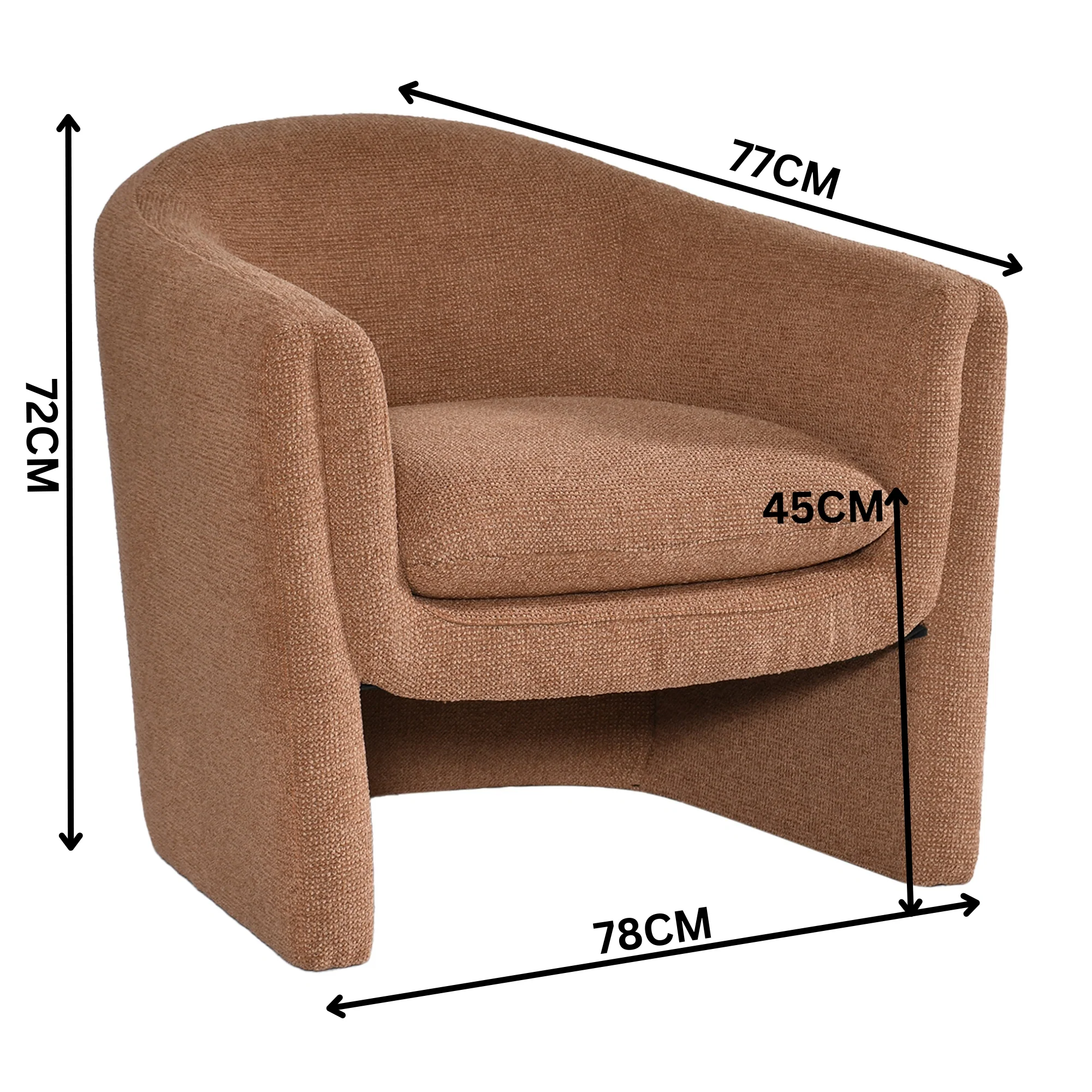 Elm Fabric Accent Chair Occasional Armchair Cinnamon Brown - Image 2