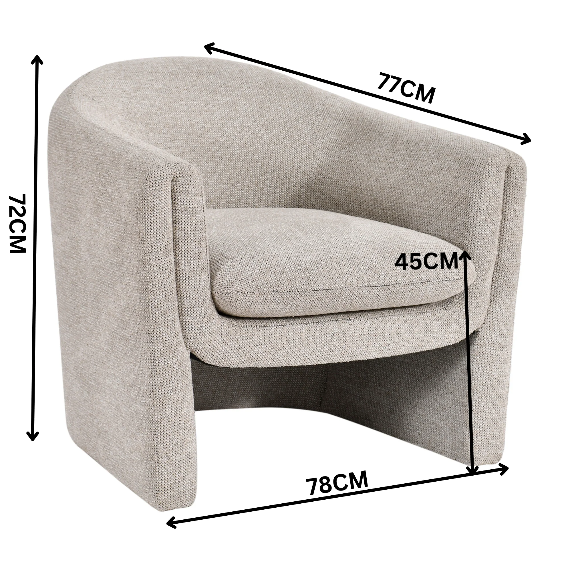 Elm Fabric Accent Chair Occasional Armchair Oat Grey - Image 2