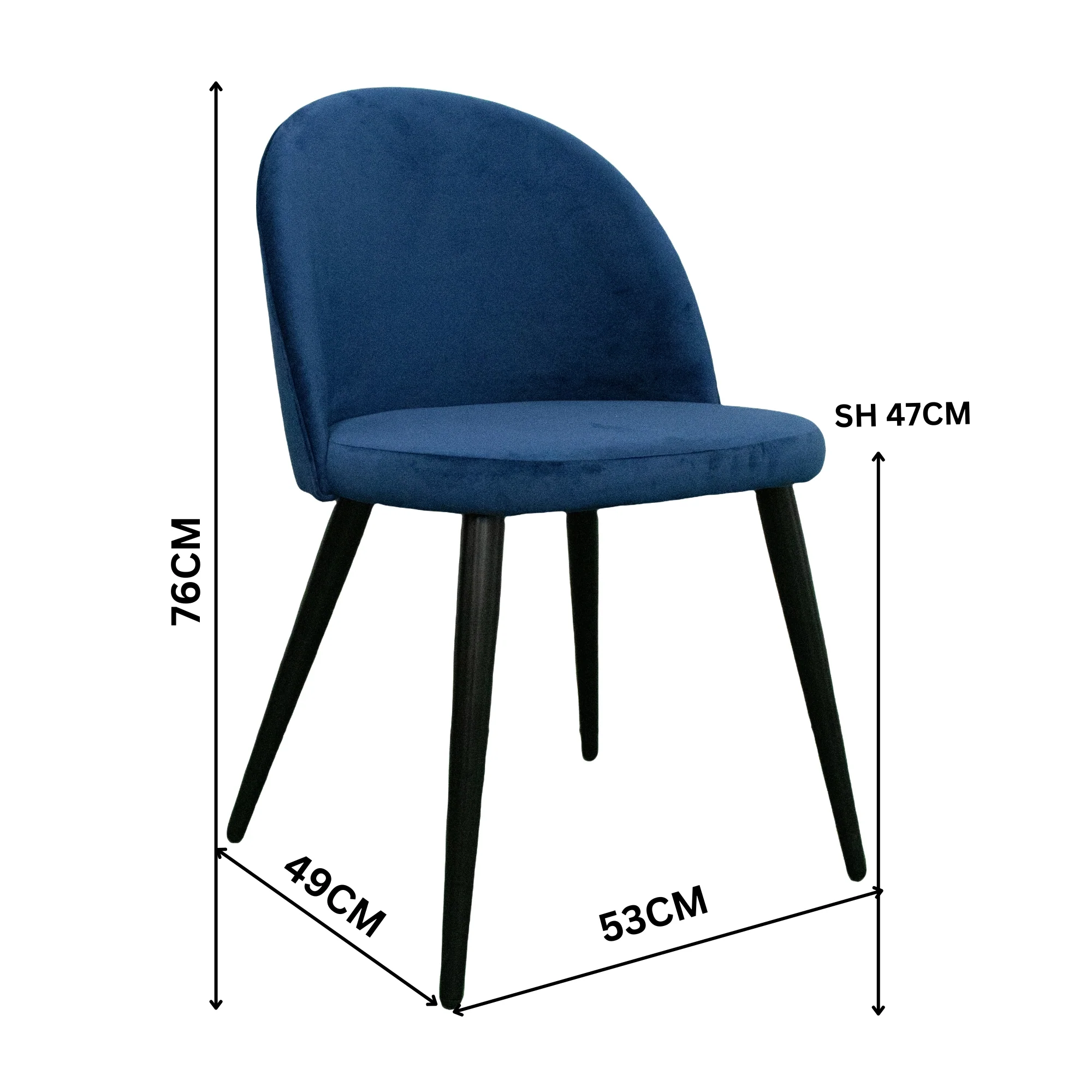 Emilie 4pc Set Velvet Fabric Dining Chair Navy - Image 2