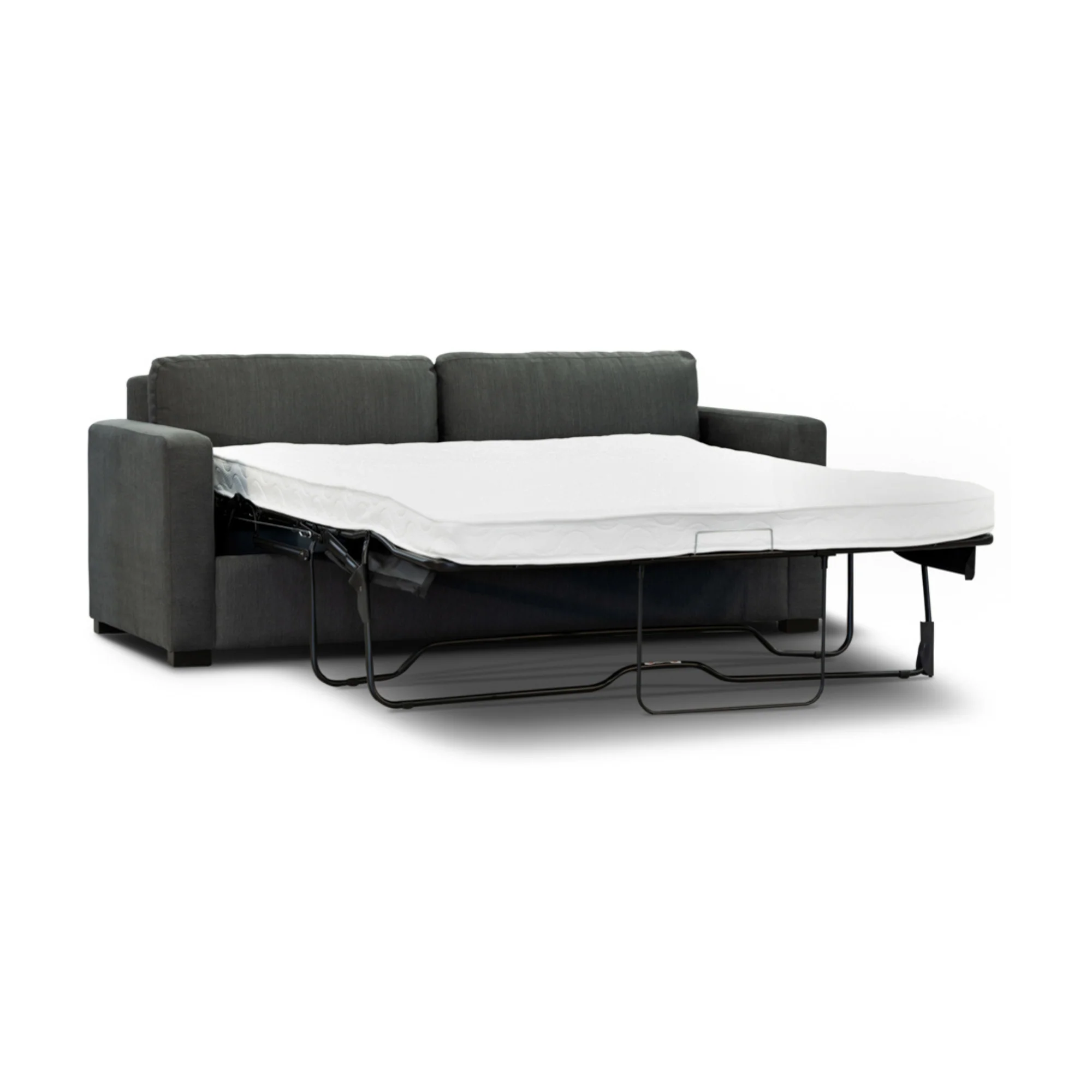 Felicity 2 Seater Fabric Queen Sofa Bed Memory Mattress Charcoal - Image 4