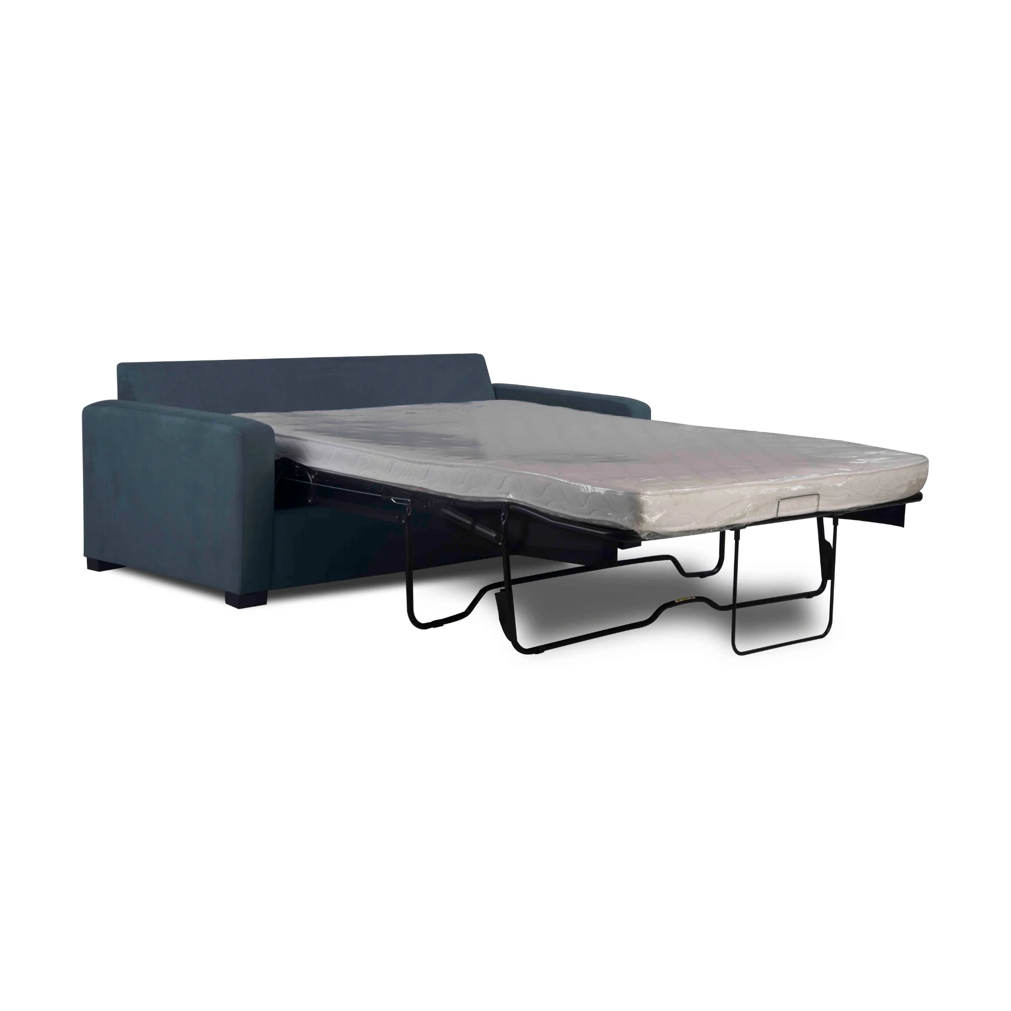 Felicity 2 Seater Fabric Queen Sofa Bed Memory Mattress Ink Blue - Image 4