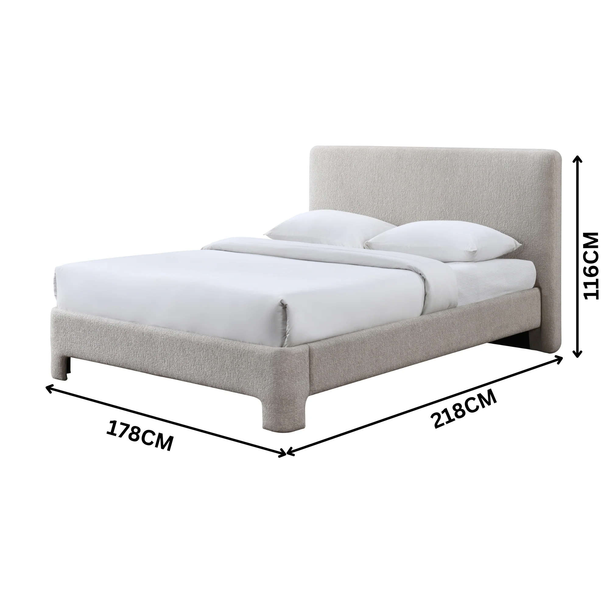 Finley Queen Bed Frame Stone Grey - Image 3