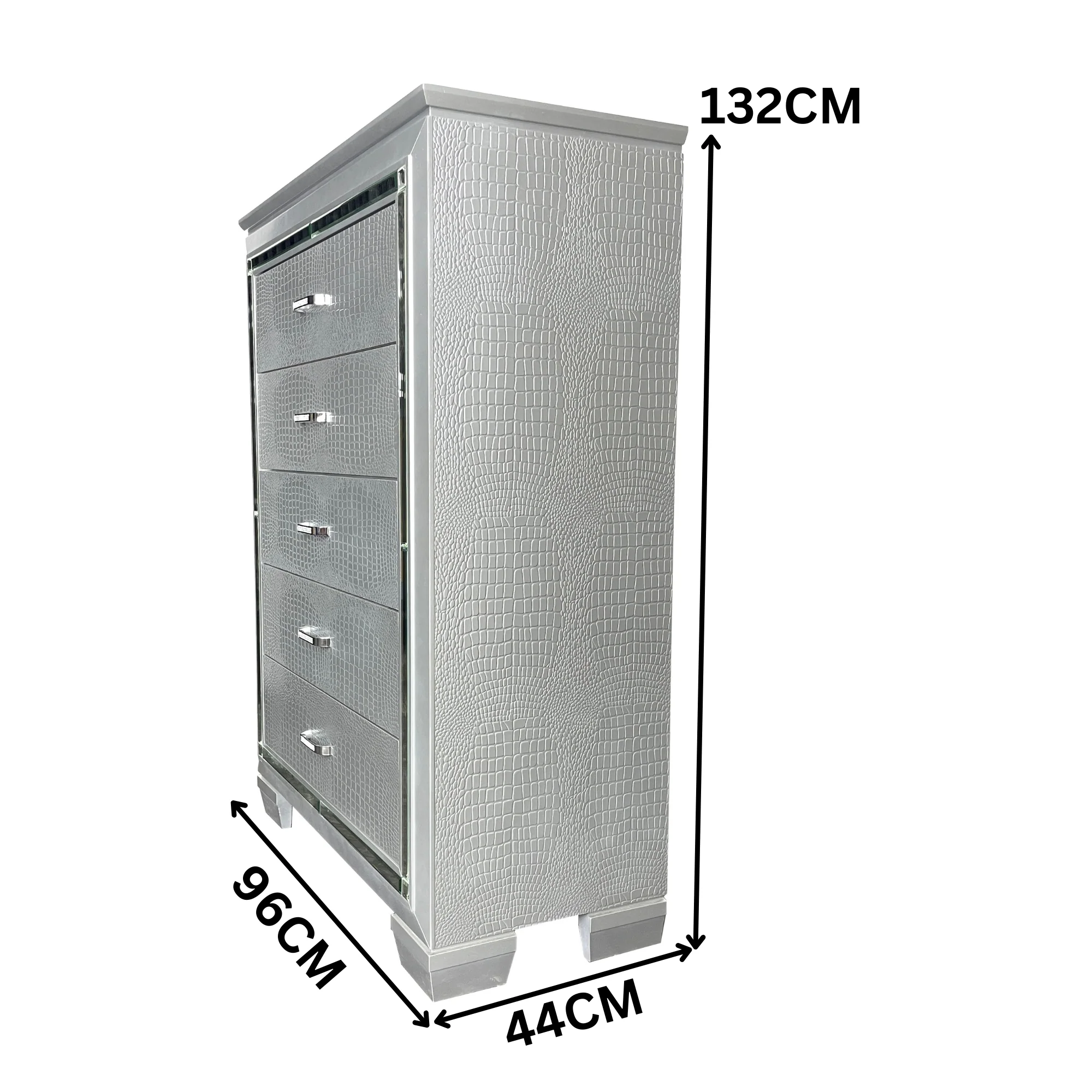 Flashy Tallboy 5 Drawer Silver - Image 3