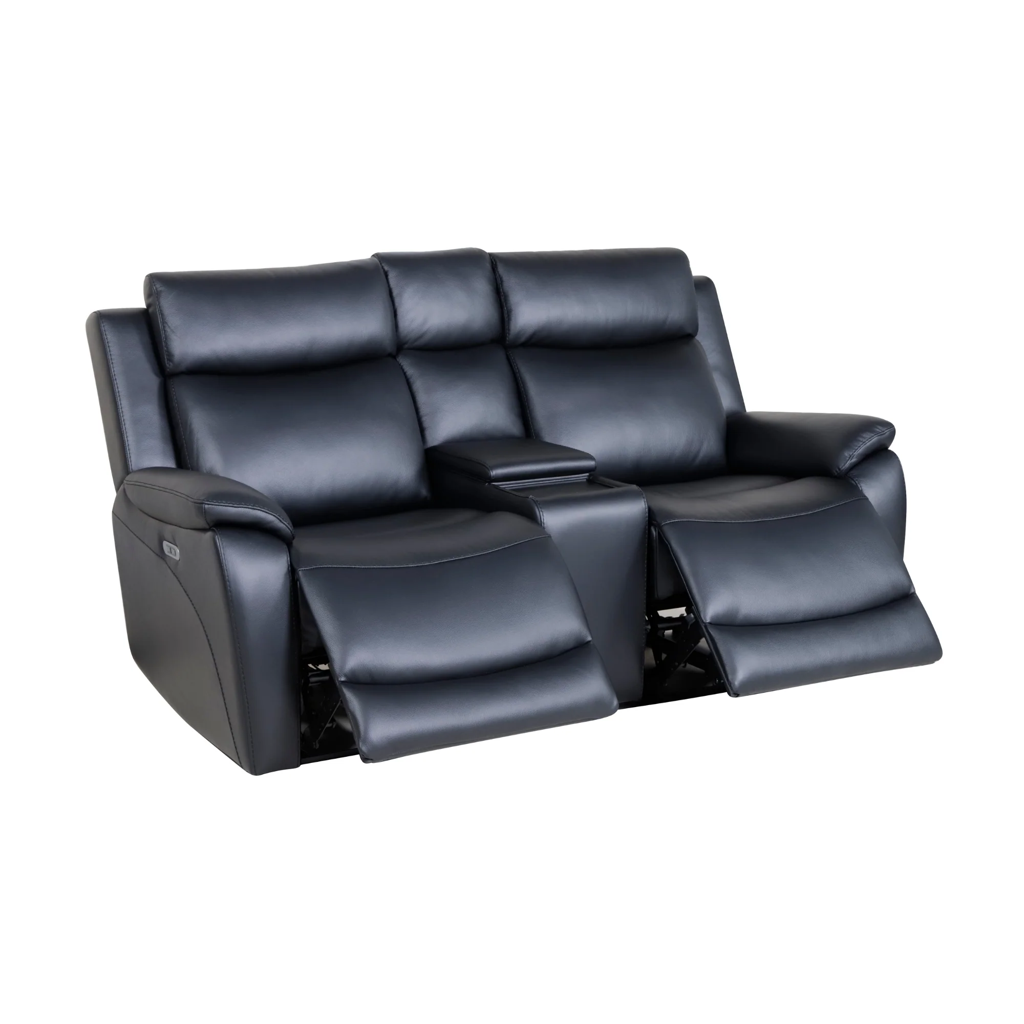 Flint 2 Seater Electric Recliner Genuine Leather Black - Image 4