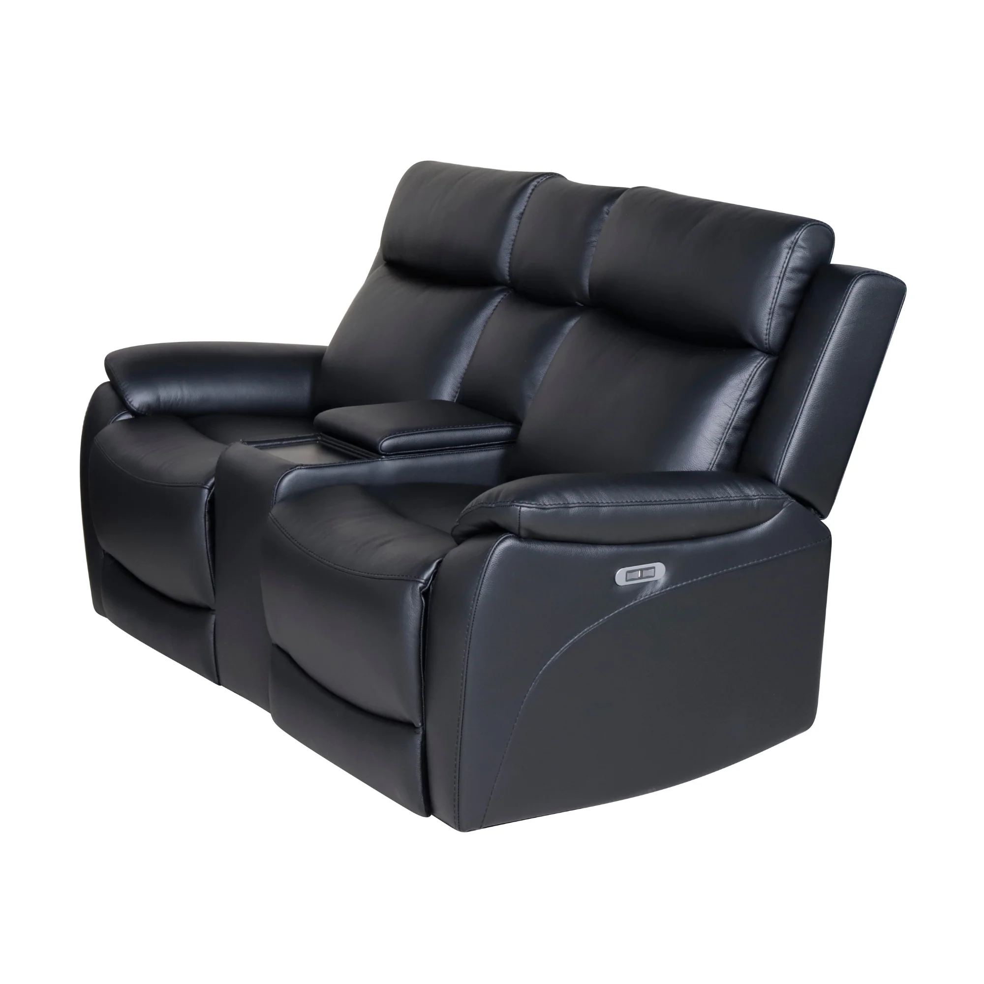 Flint 2 Seater Electric Recliner Genuine Leather Black - Image 5