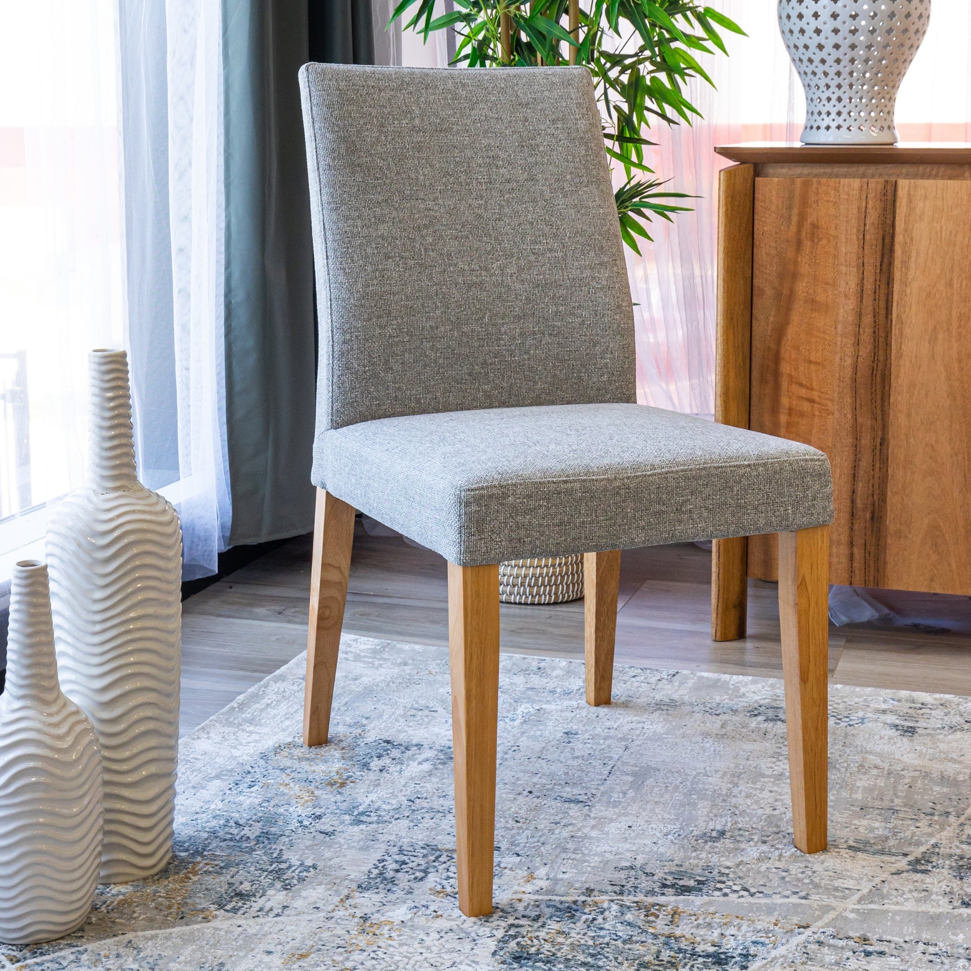 Forma 2pc Set Dining Chair Fabric Seat Light Grey - Image 2