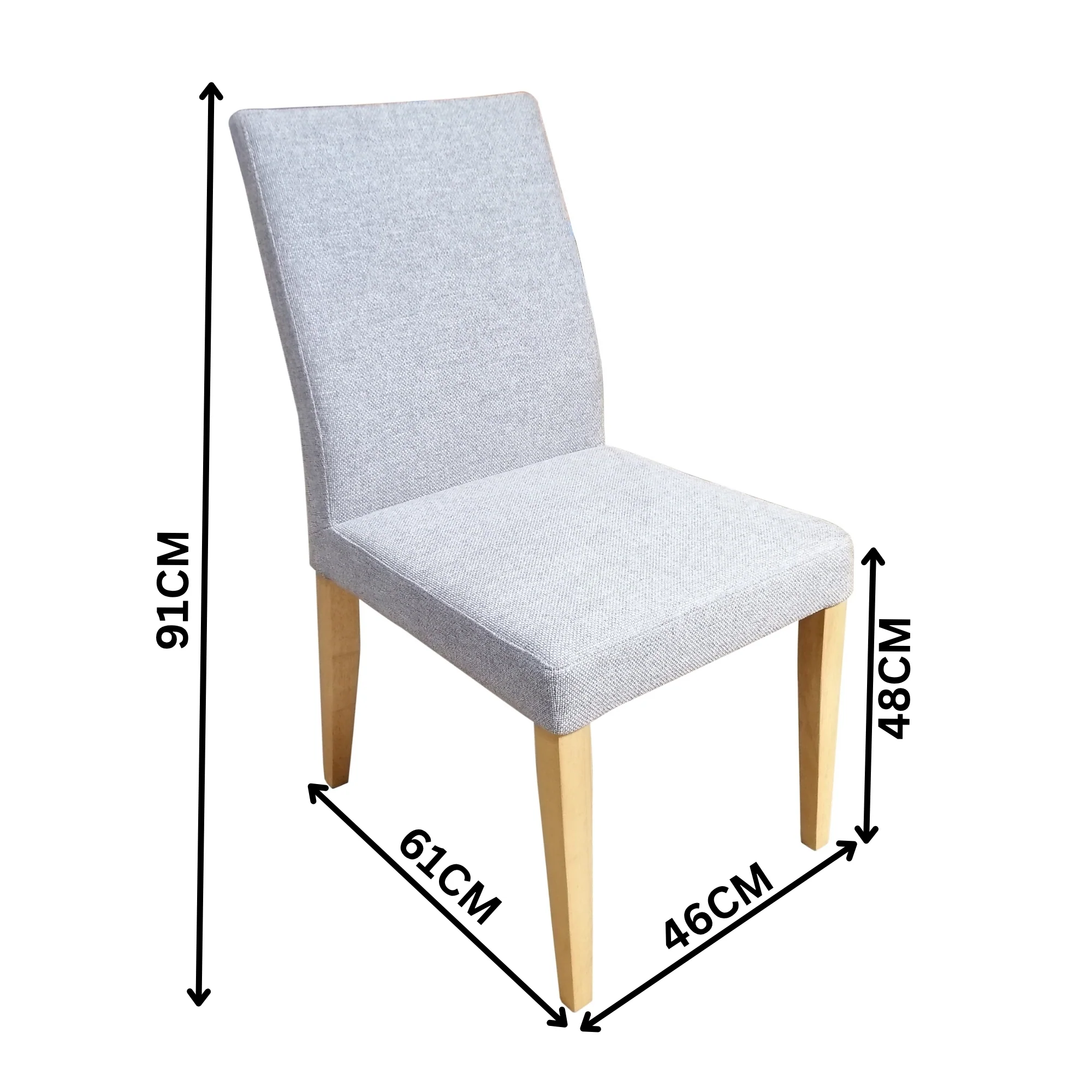 Forma 2pc Set Dining Chair Fabric Seat Light Grey - Image 3
