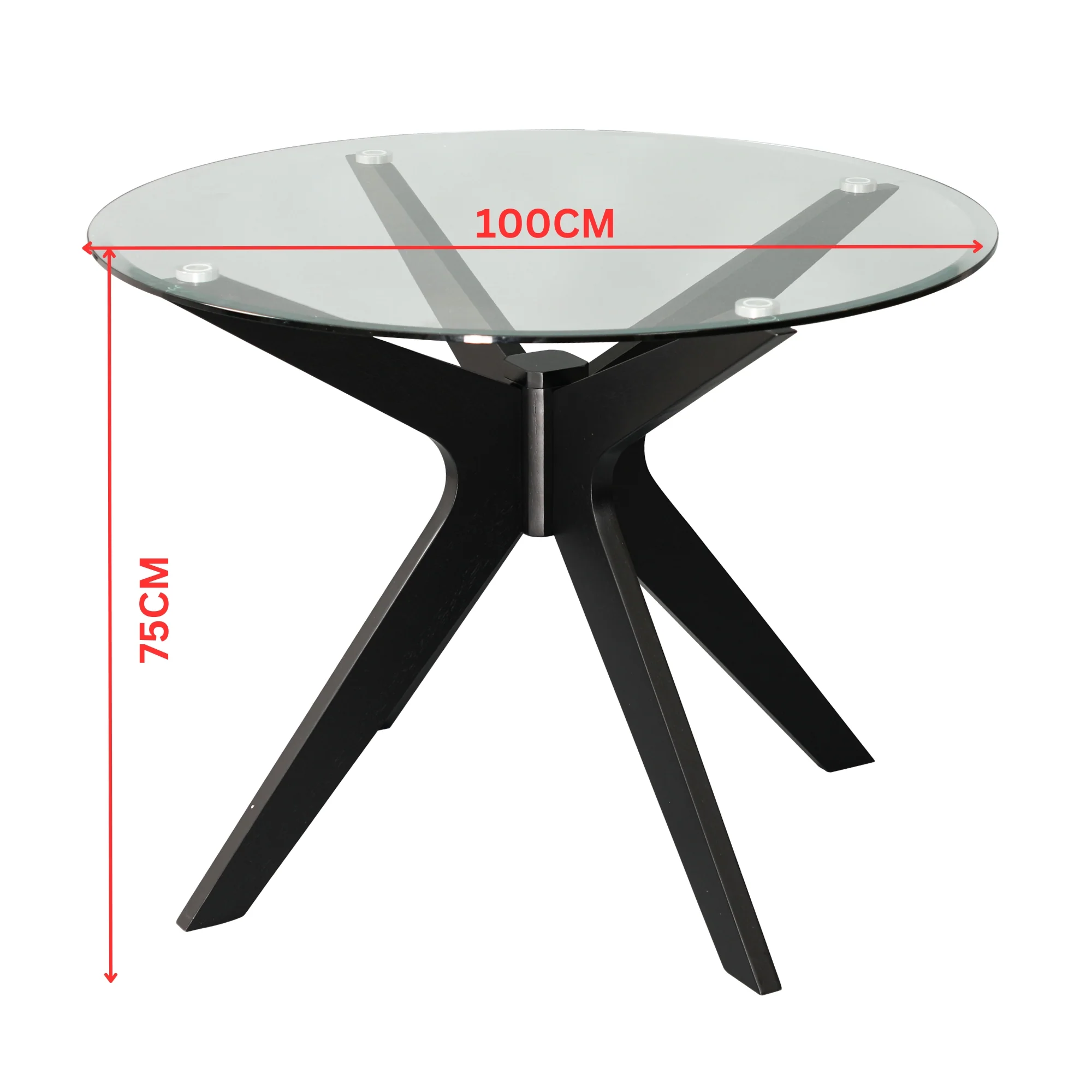 Forza 100cm Round Glass Dining Table Black - Image 3